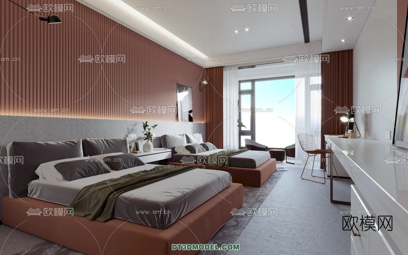 Bedroom For Hotel - 3D Scene - Interior Design - 003