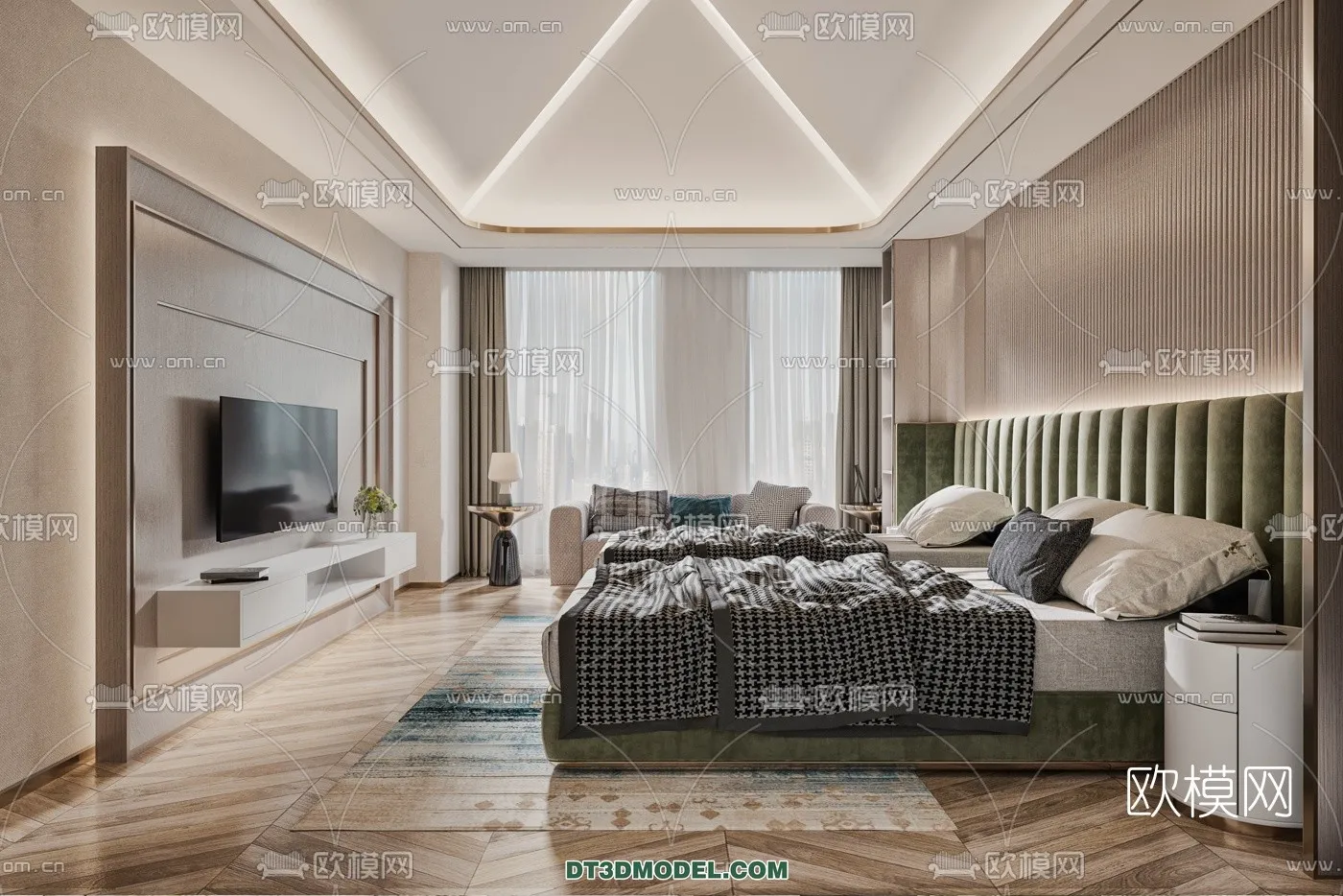 Bedroom For Hotel - 3D Scene - Interior Design - 006