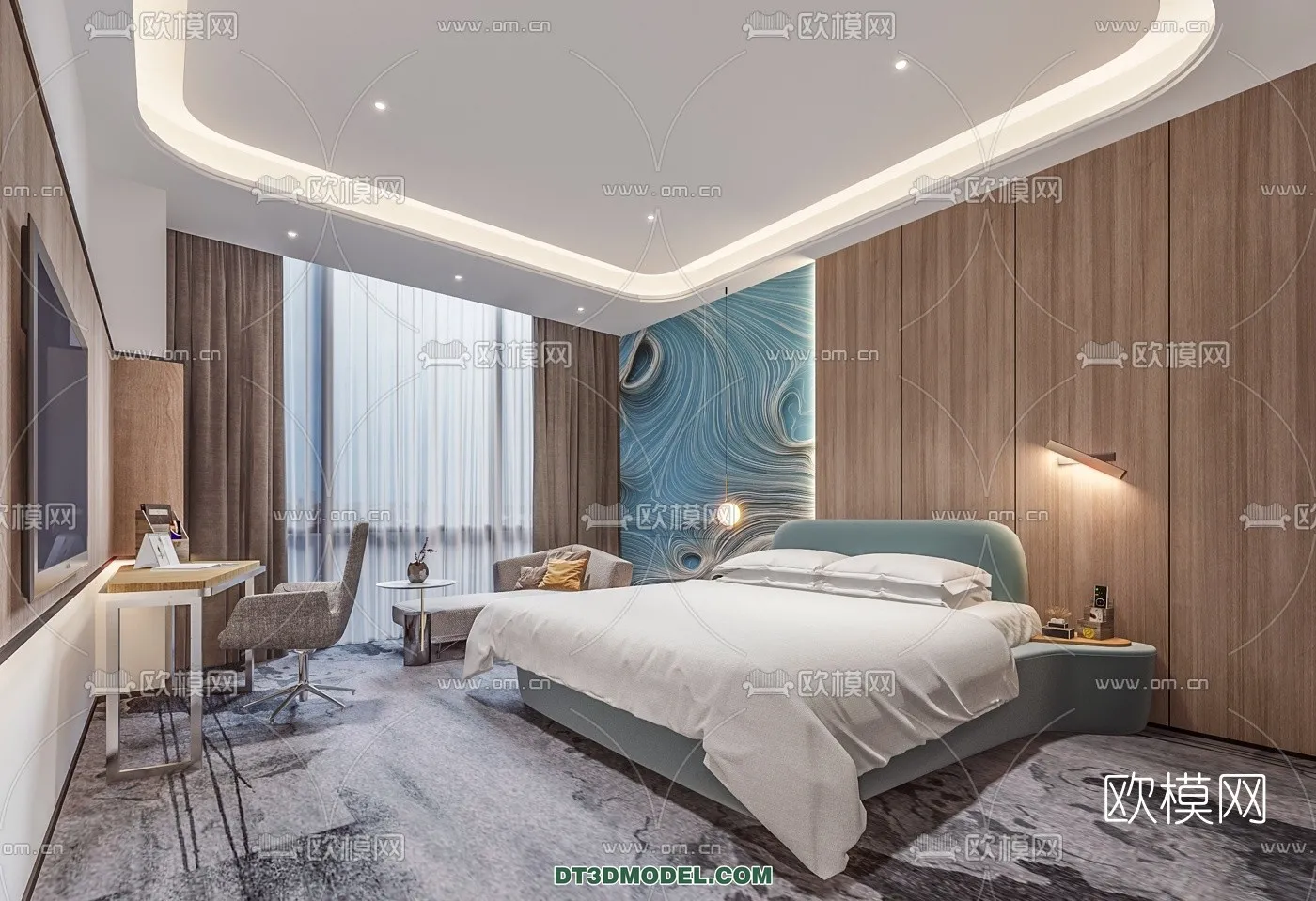 Bedroom For Hotel - 3D Scene - Interior Design - 007