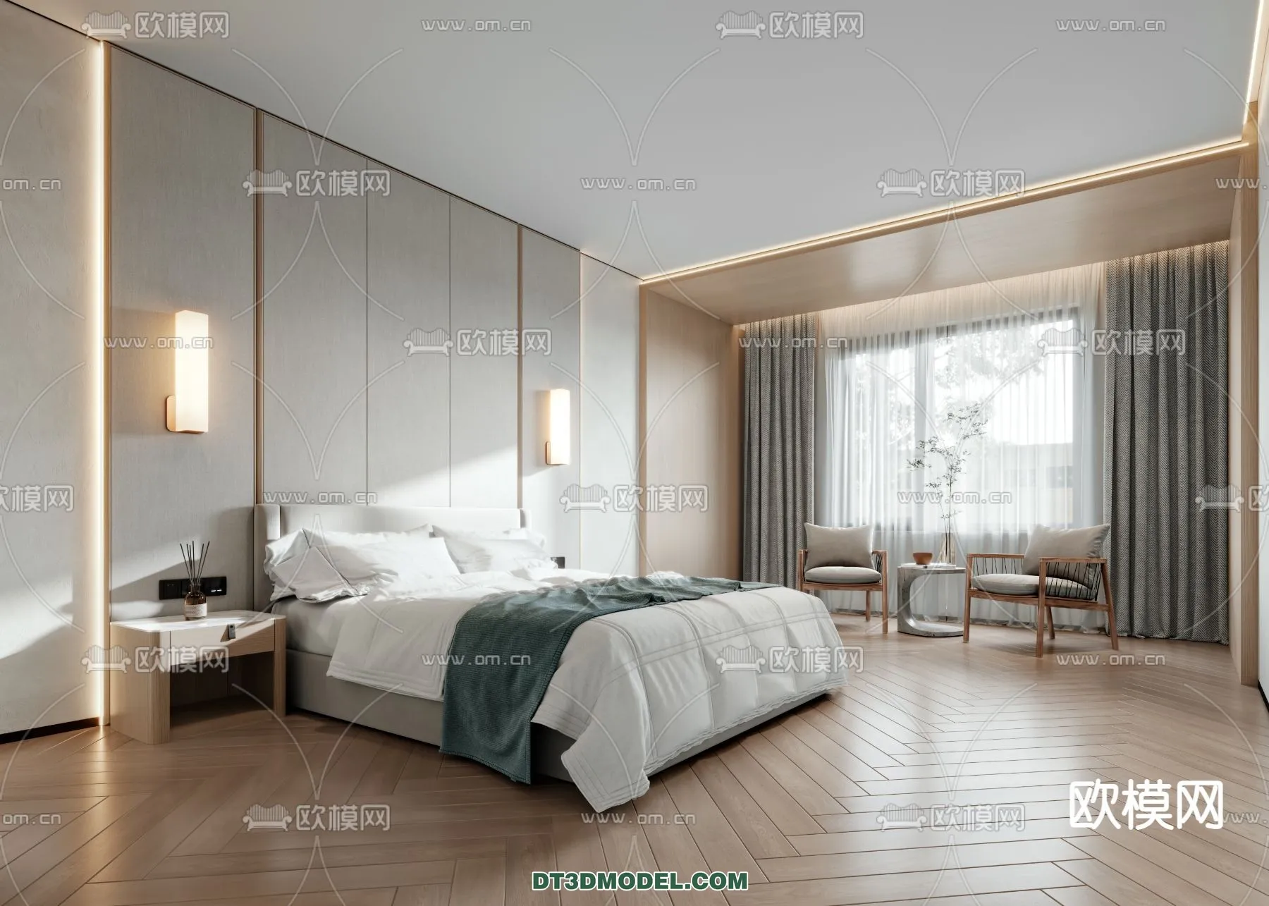 Bedroom For Hotel - 3D Scene - Interior Design - 014