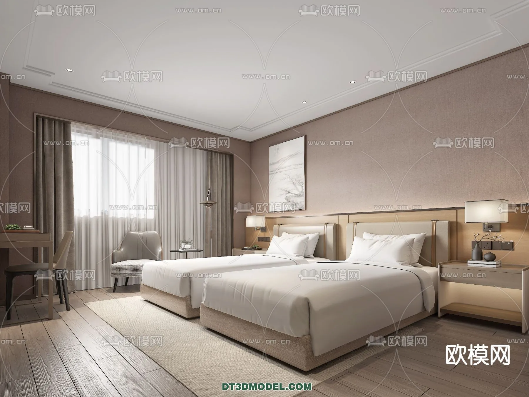 Bedroom For Hotel - 3D Scene - Interior Design - 015