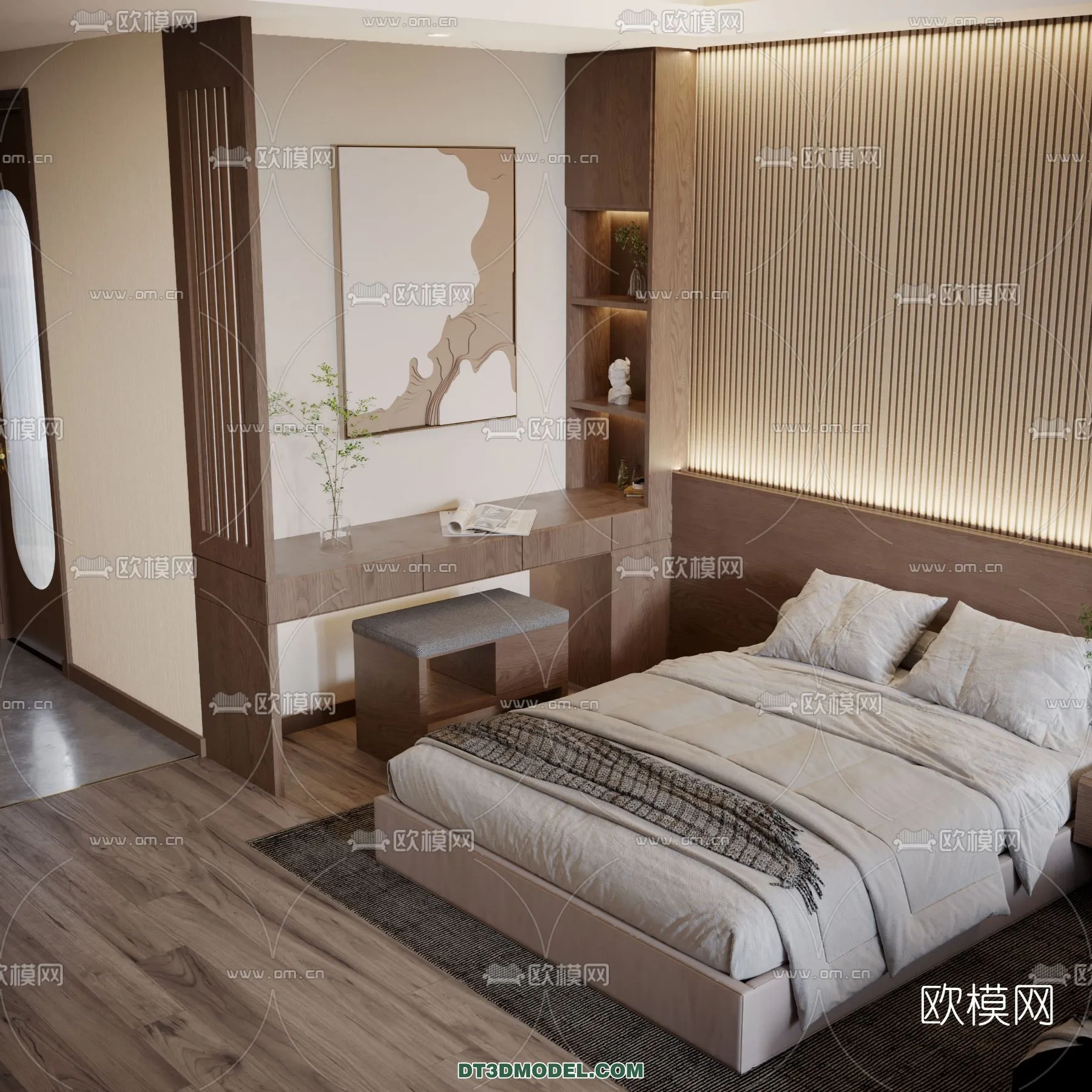 Bedroom For Hotel - 3D Scene - Interior Design - 016