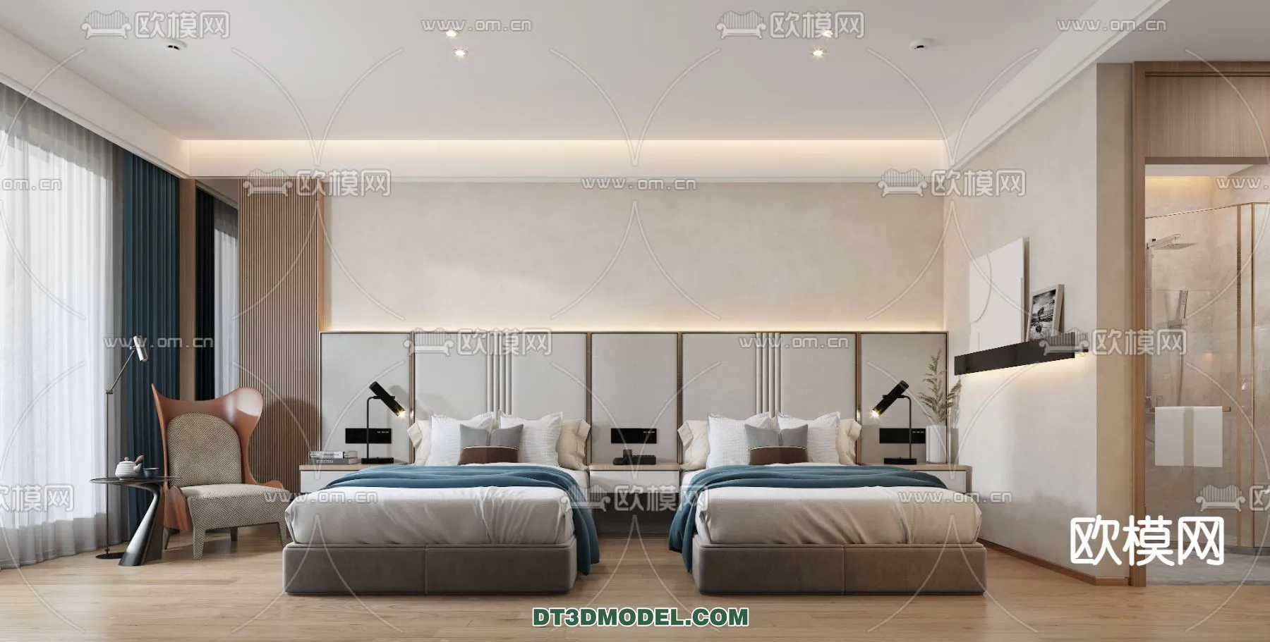 Bedroom For Hotel - 3D Scene - Interior Design - 017
