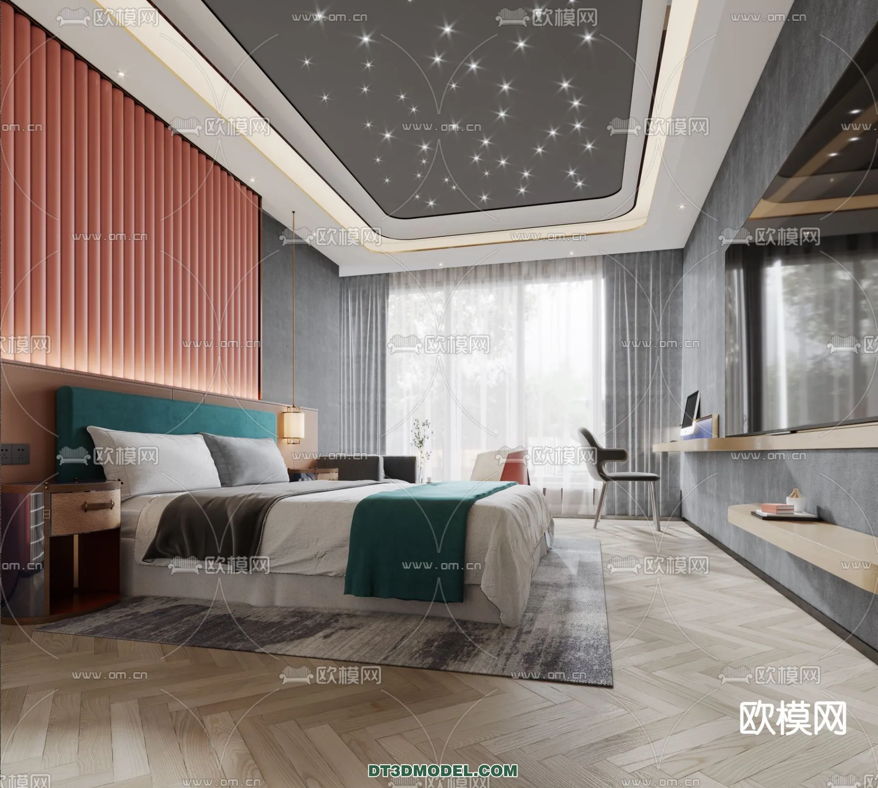 Bedroom For Hotel - 3D Scene - Interior Design - 018
