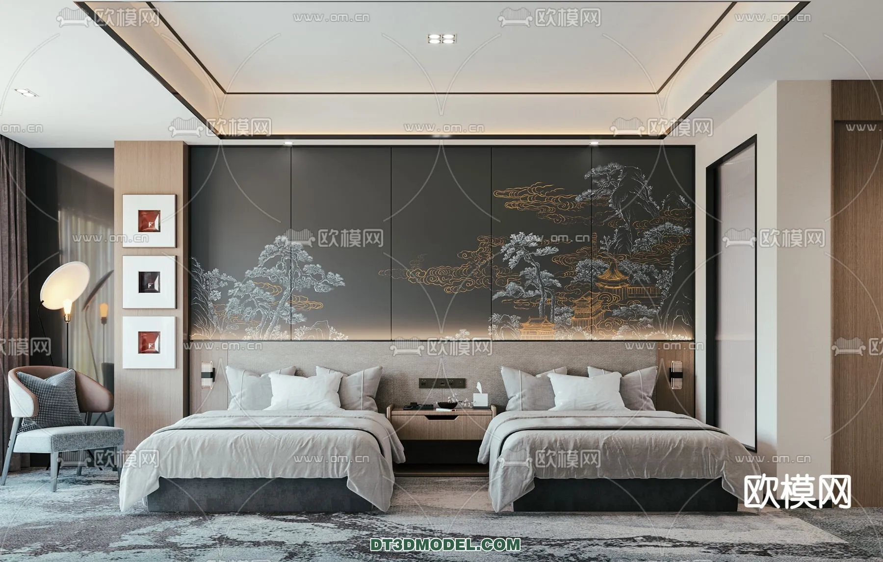 Bedroom For Hotel - 3D Scene - Interior Design - 019