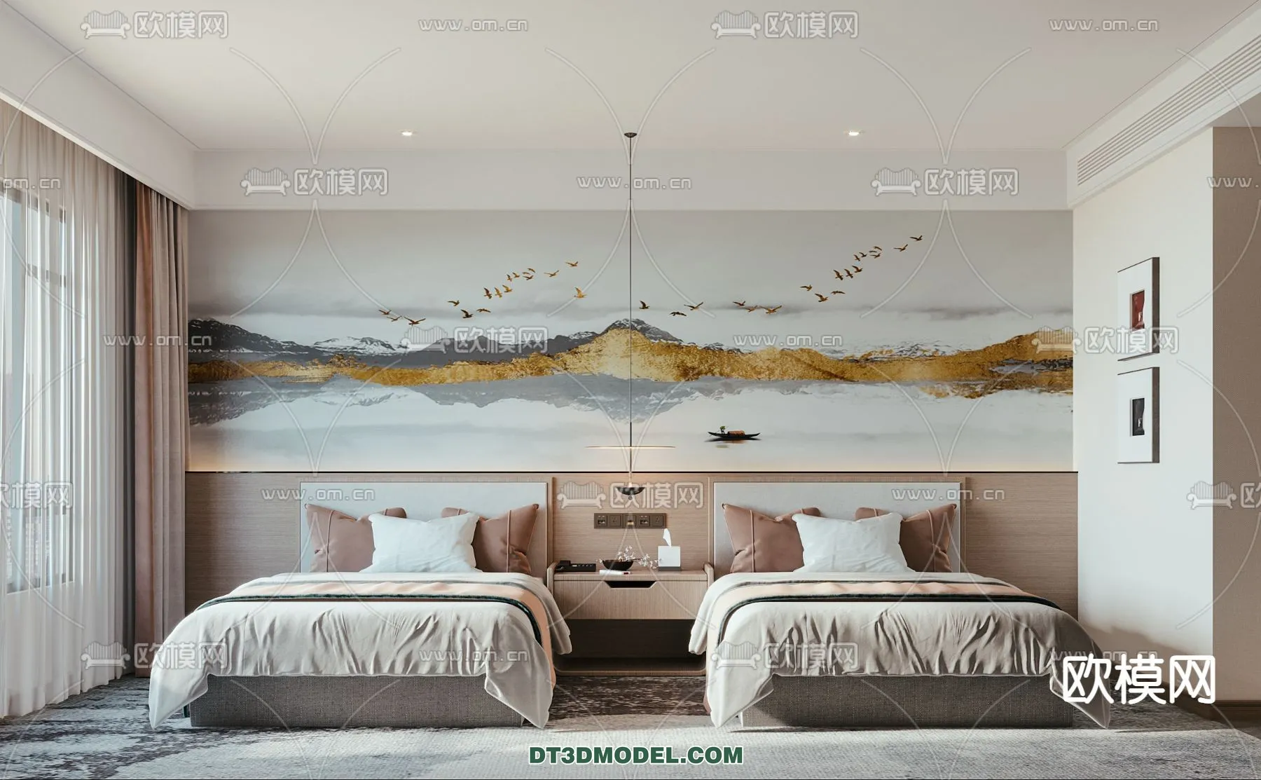 Bedroom For Hotel - 3D Scene - Interior Design - 020