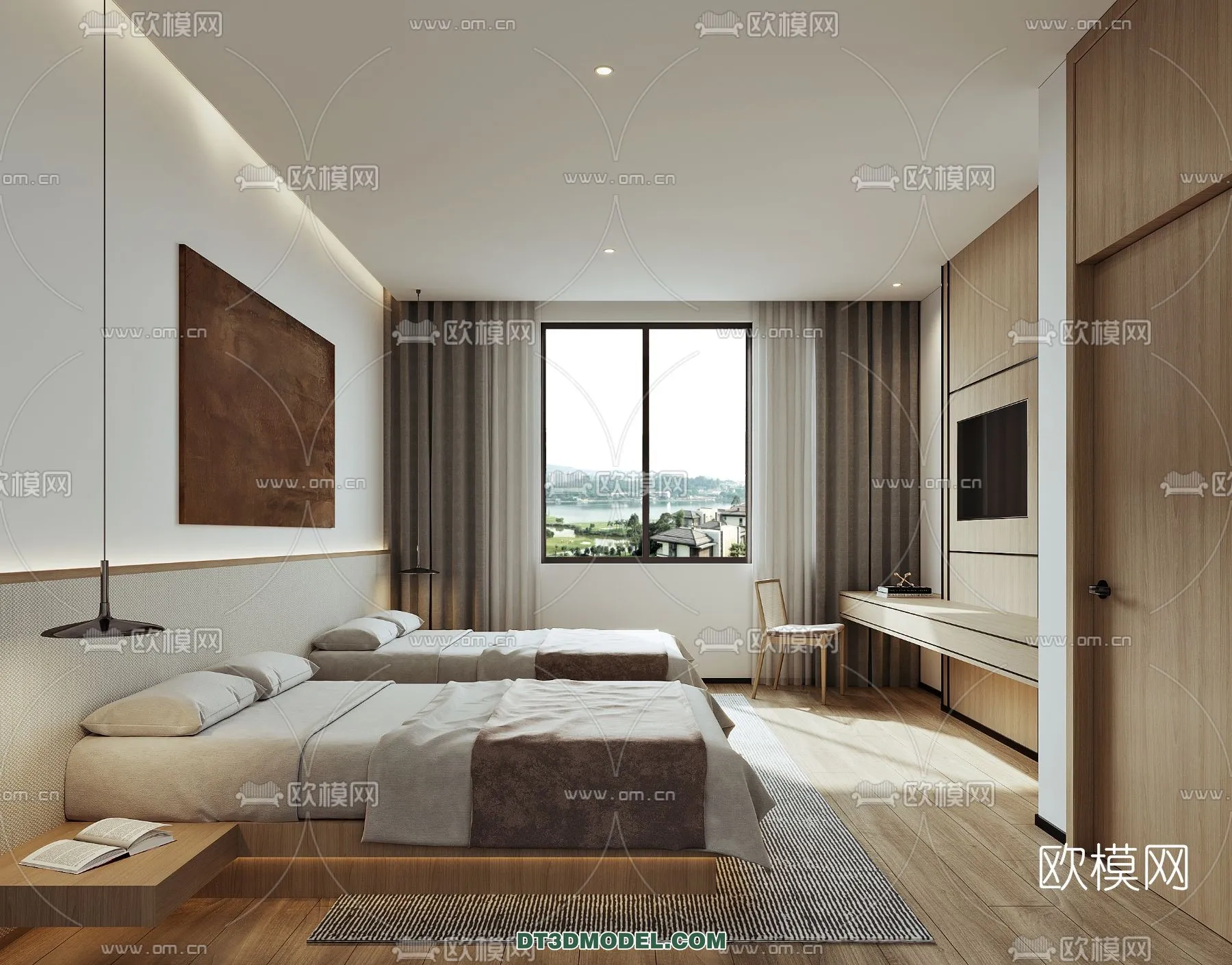 Bedroom For Hotel - 3D Scene - Interior Design - 023