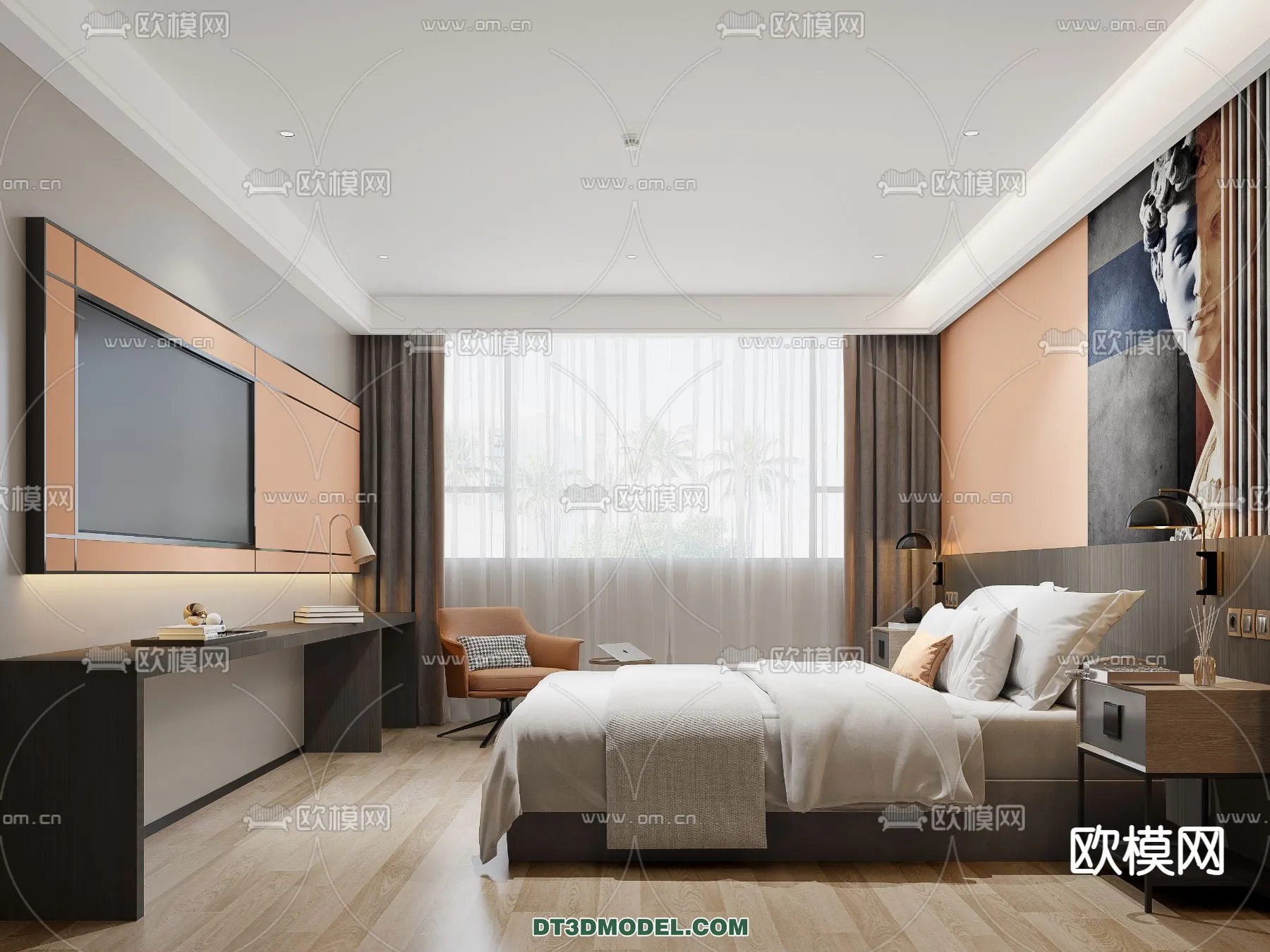 Bedroom For Hotel - 3D Scene - Interior Design - 025