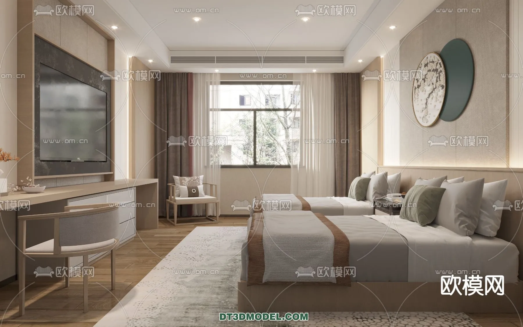 Bedroom For Hotel - 3D Scene - Interior Design - 027