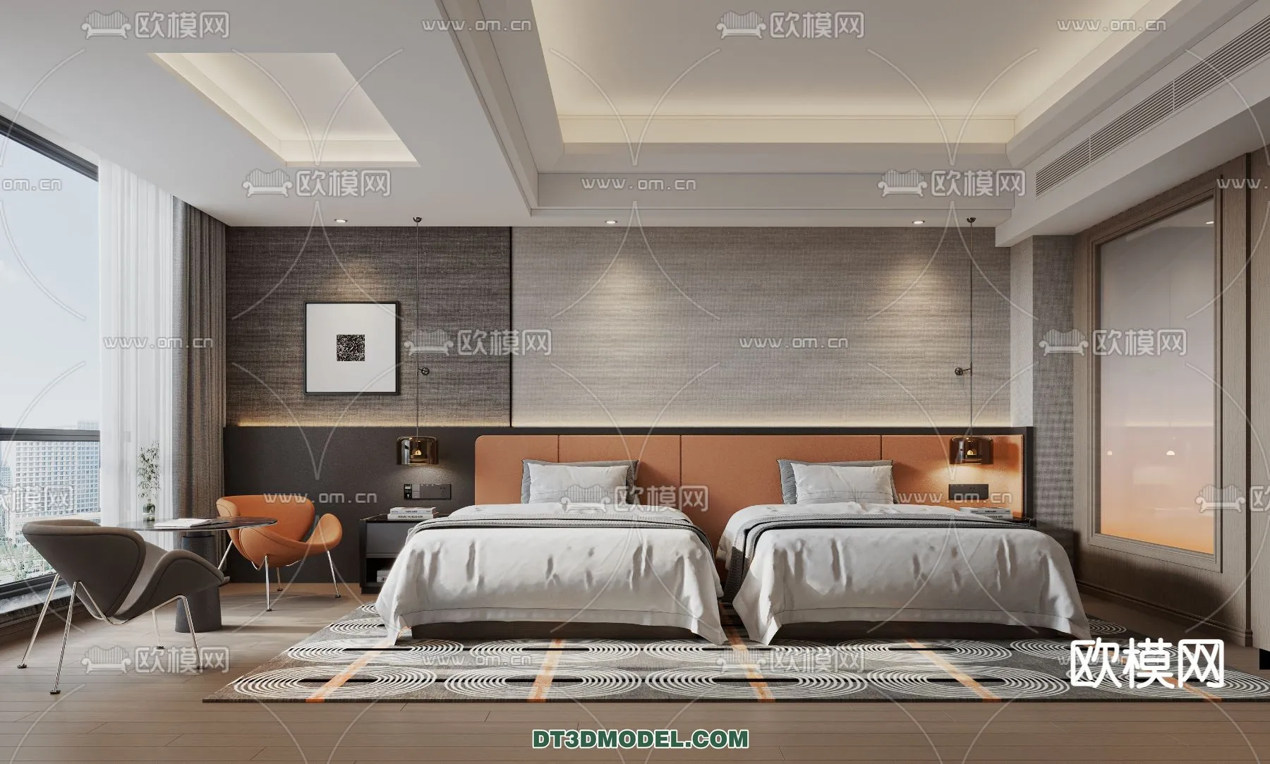 Bedroom For Hotel - 3D Scene - Interior Design - 031