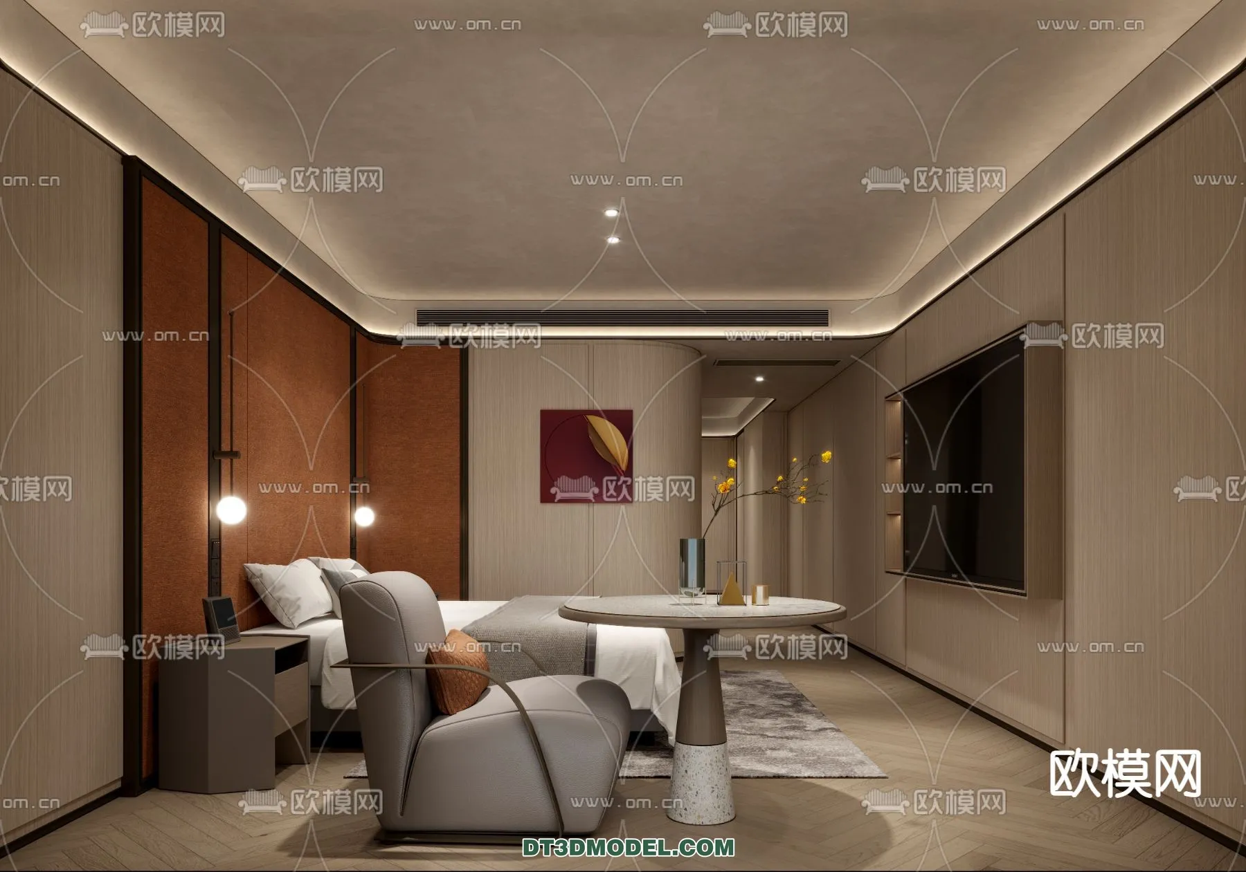 Bedroom For Hotel - 3D Scene - Interior Design - 032