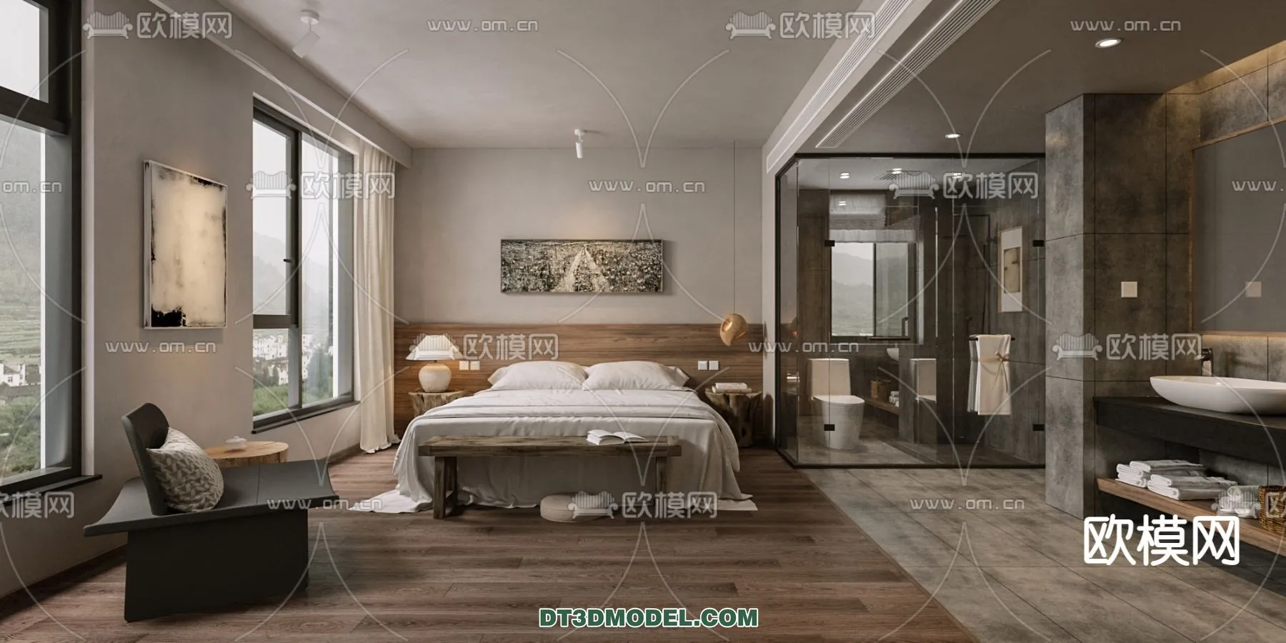 Bedroom For Hotel - 3D Scene - Interior Design - 037