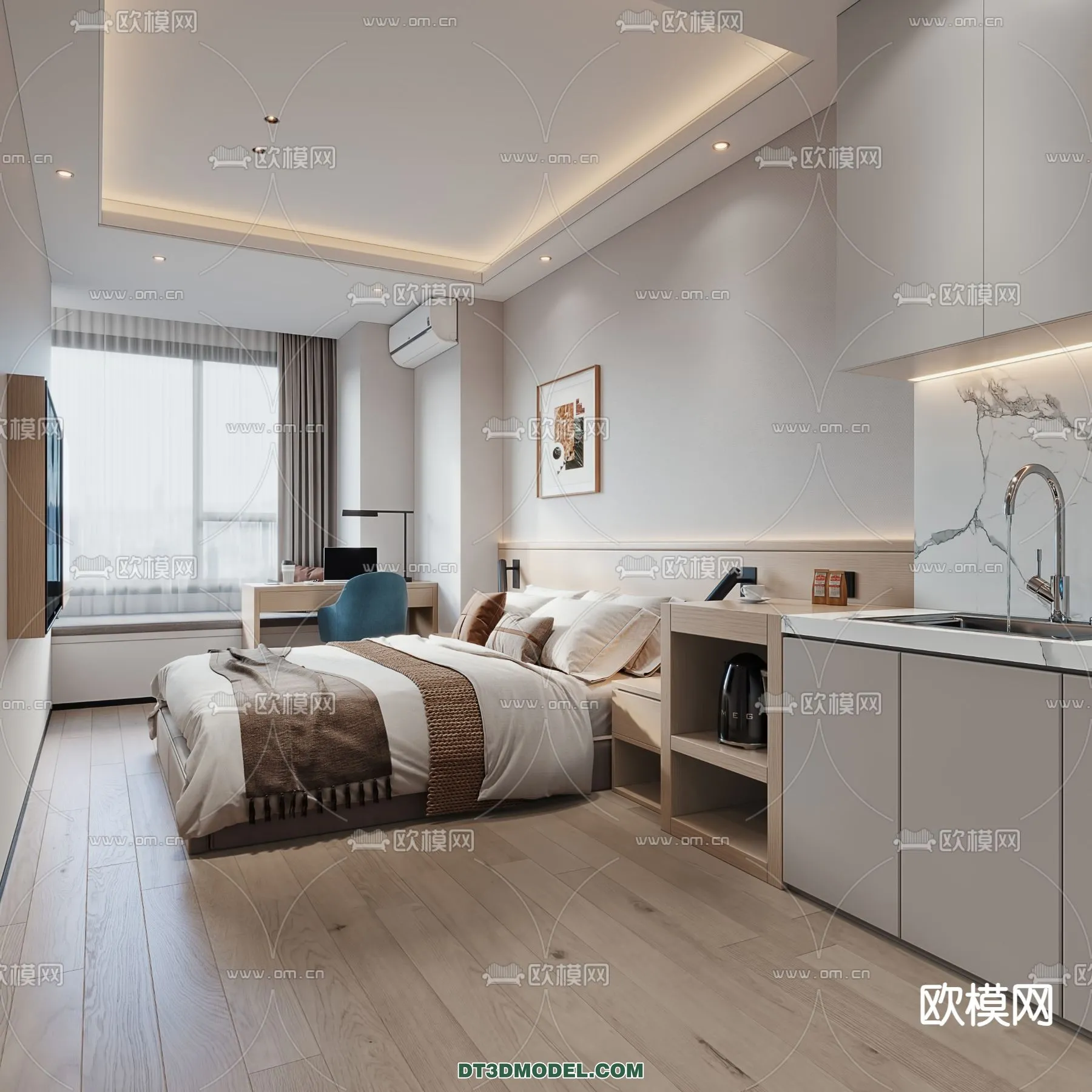 Bedroom For Hotel - 3D Scene - Interior Design - 041