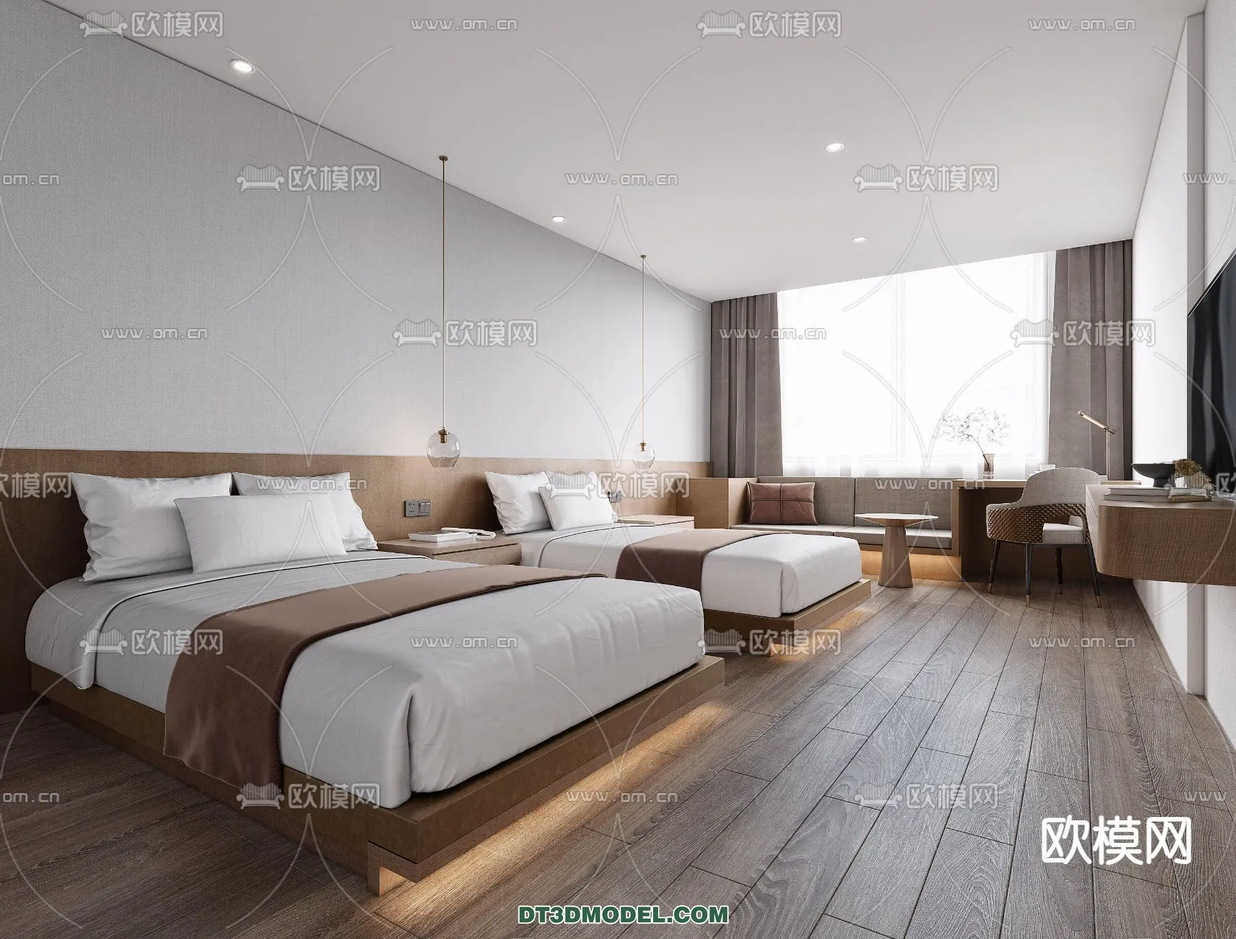 Bedroom For Hotel - 3D Scene - Interior Design - 042