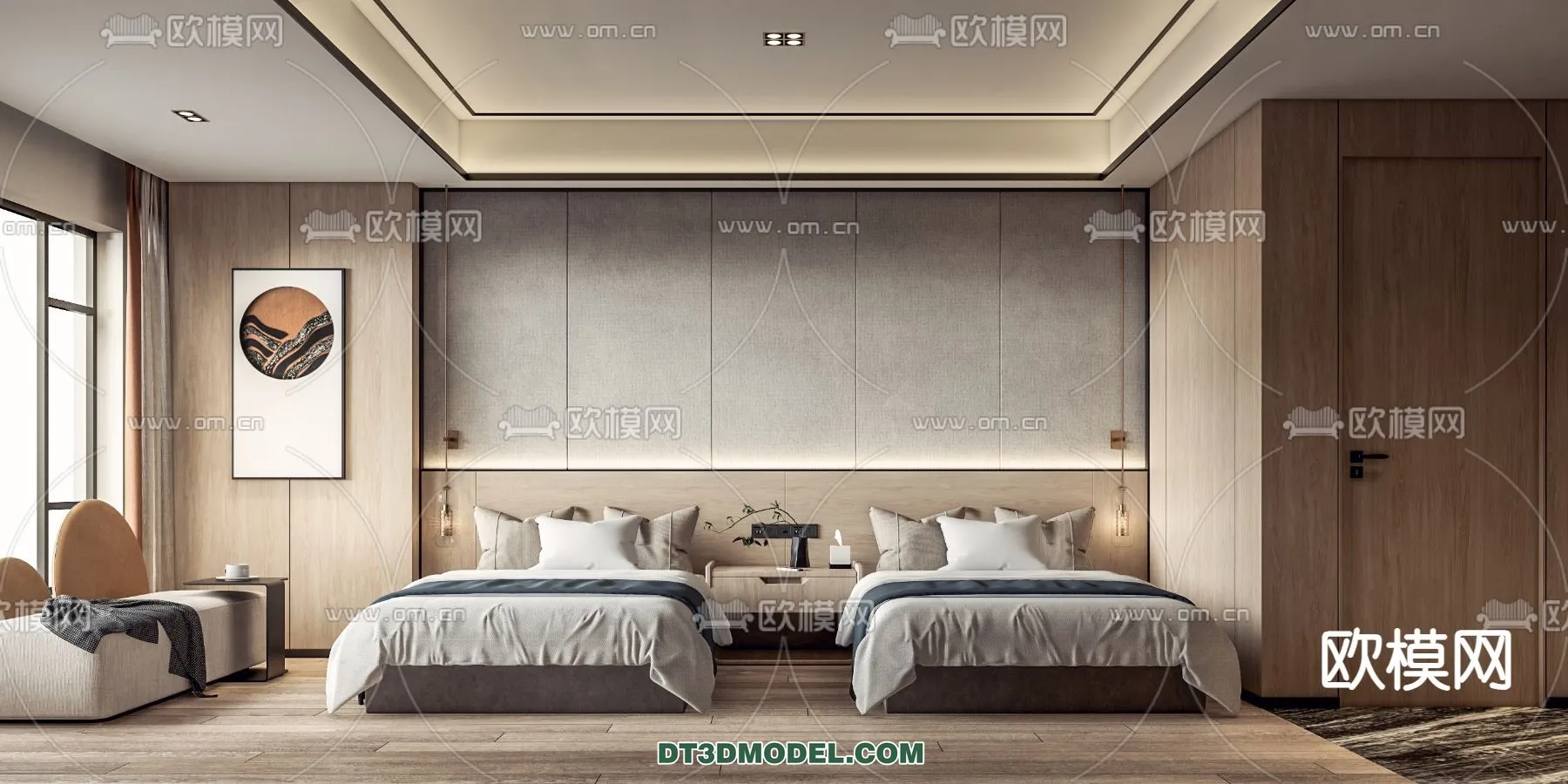 Bedroom For Hotel - 3D Scene - Interior Design - 043
