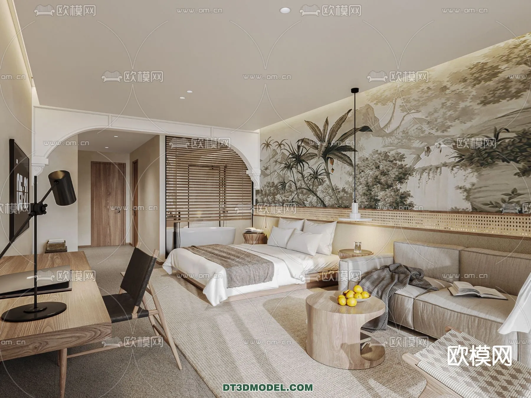 Bedroom For Hotel - 3D Scene - Interior Design - 044