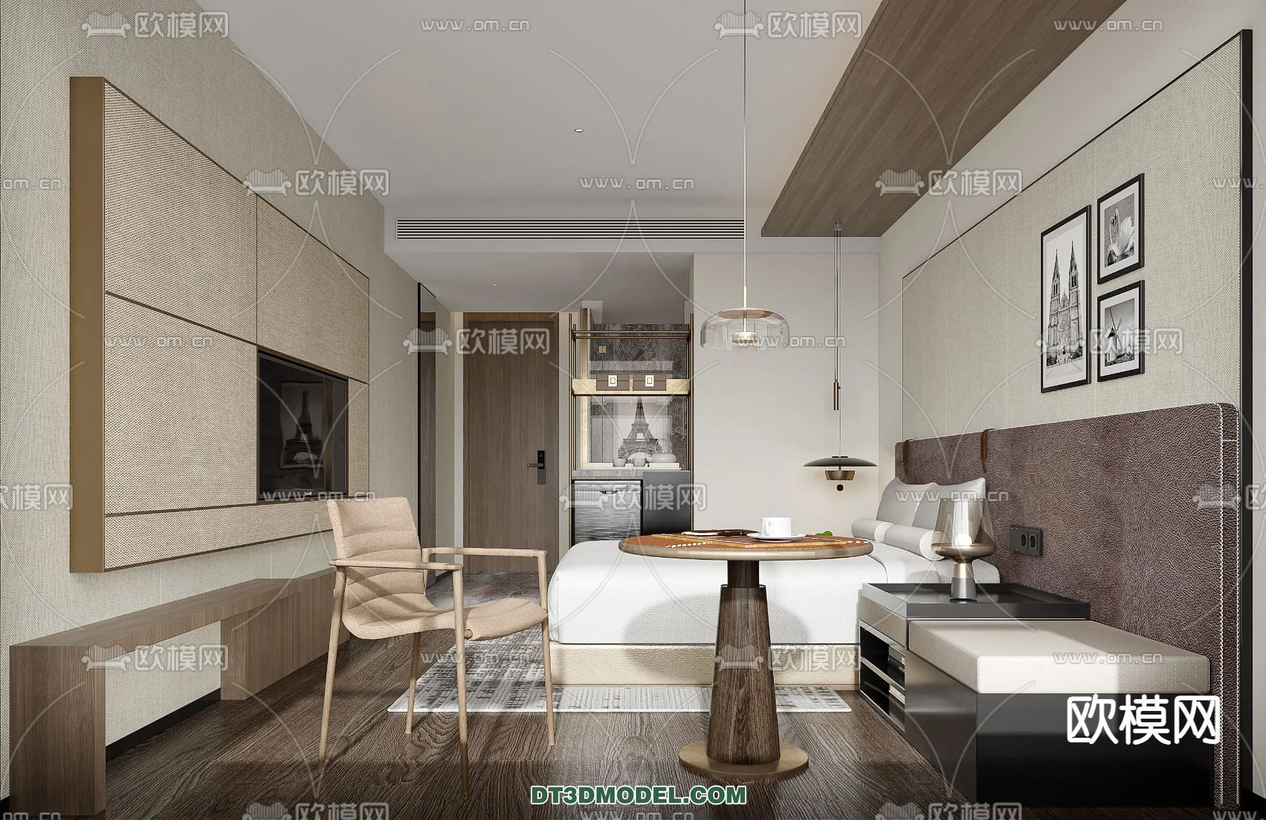 Bedroom For Hotel - 3D Scene - Interior Design - 046