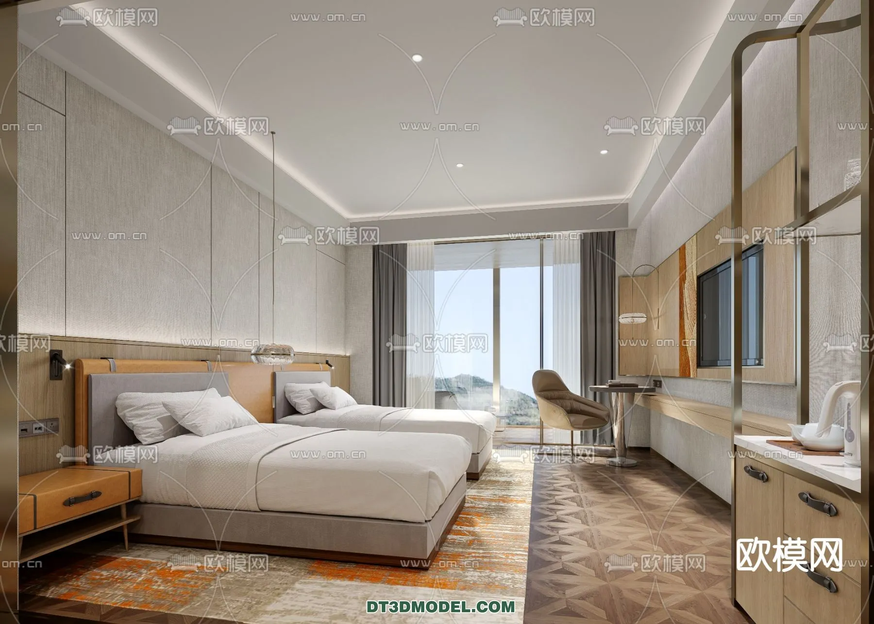 Bedroom For Hotel - 3D Scene - Interior Design - 047