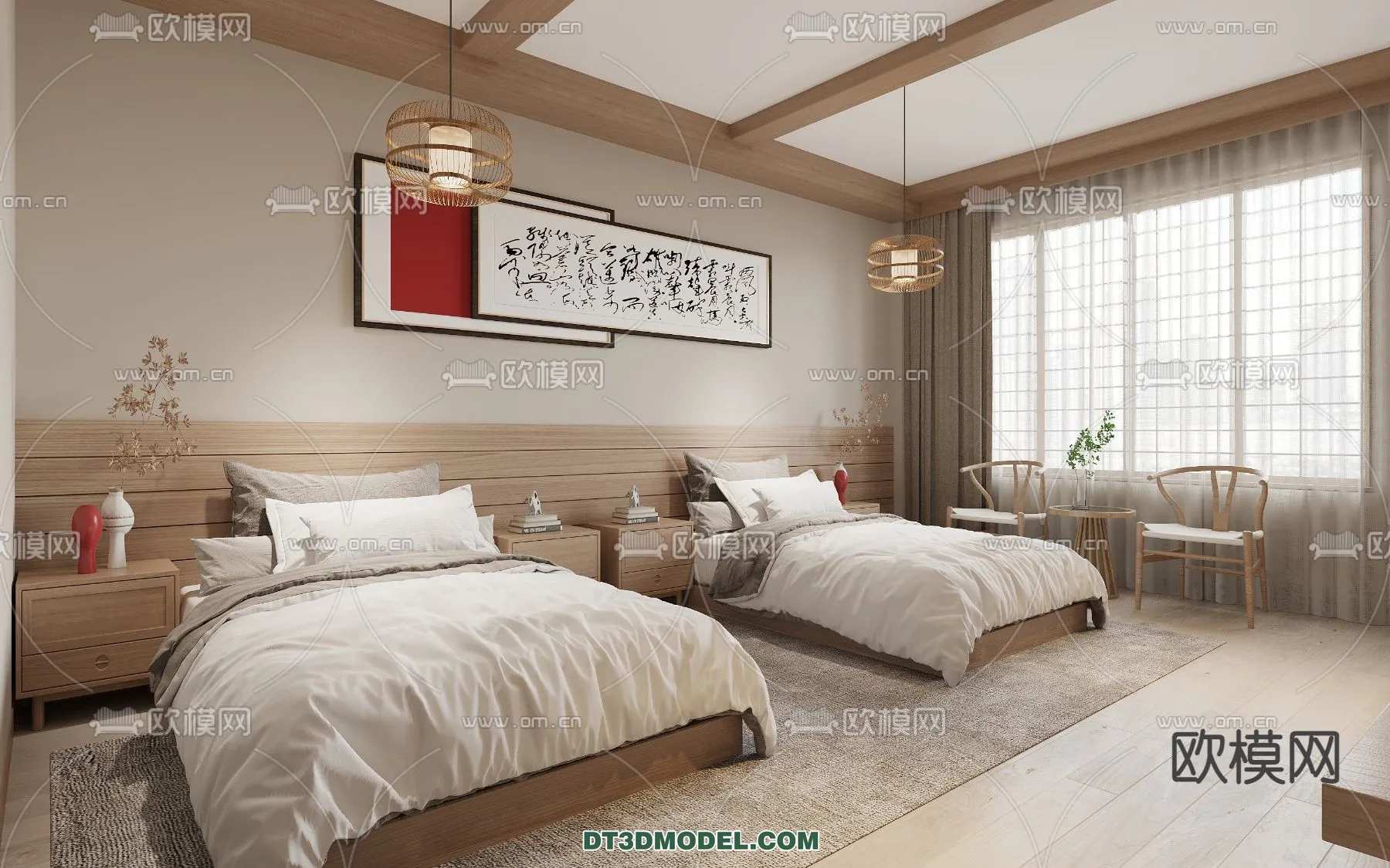 Bedroom For Hotel - 3D Scene - Interior Design - 056