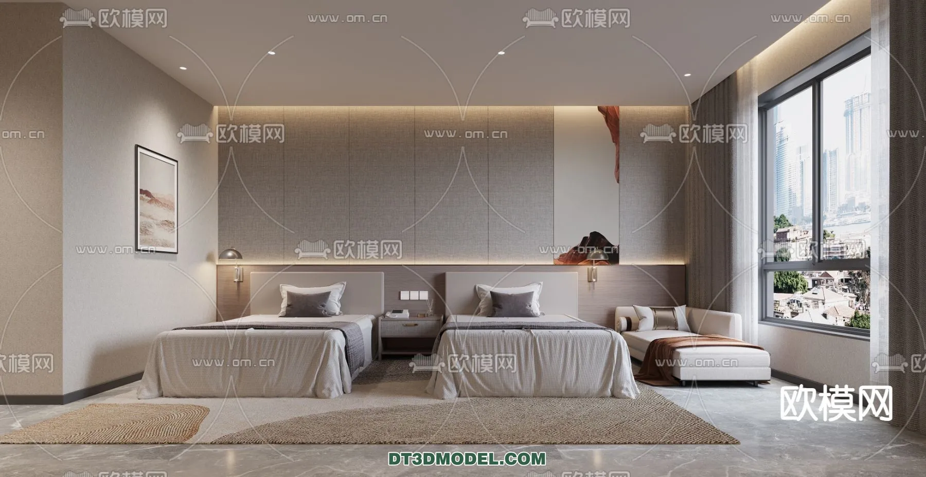 Bedroom For Hotel - 3D Scene - Interior Design - 059