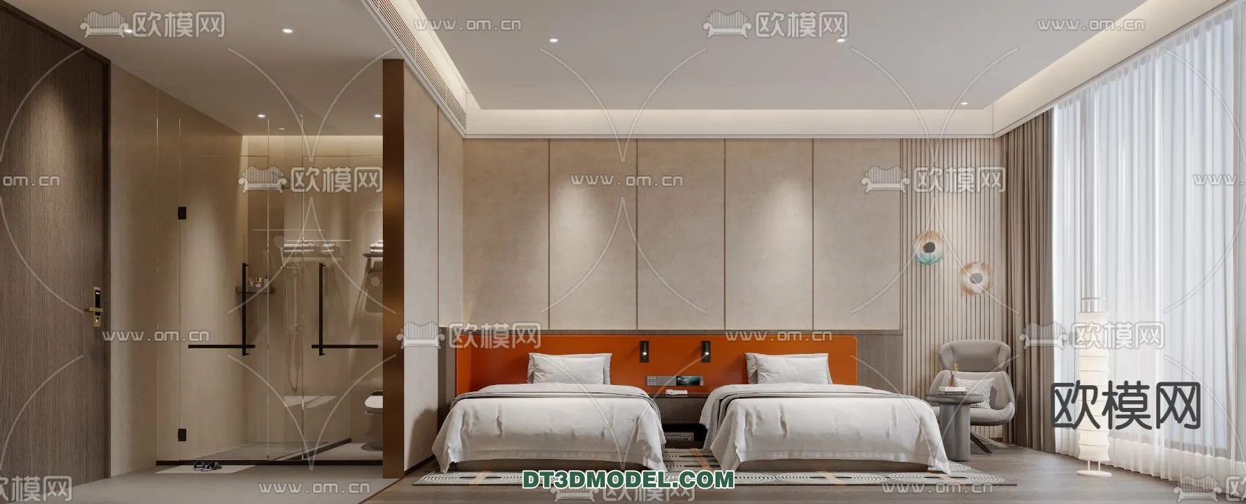 Bedroom For Hotel - 3D Scene - Interior Design - 063