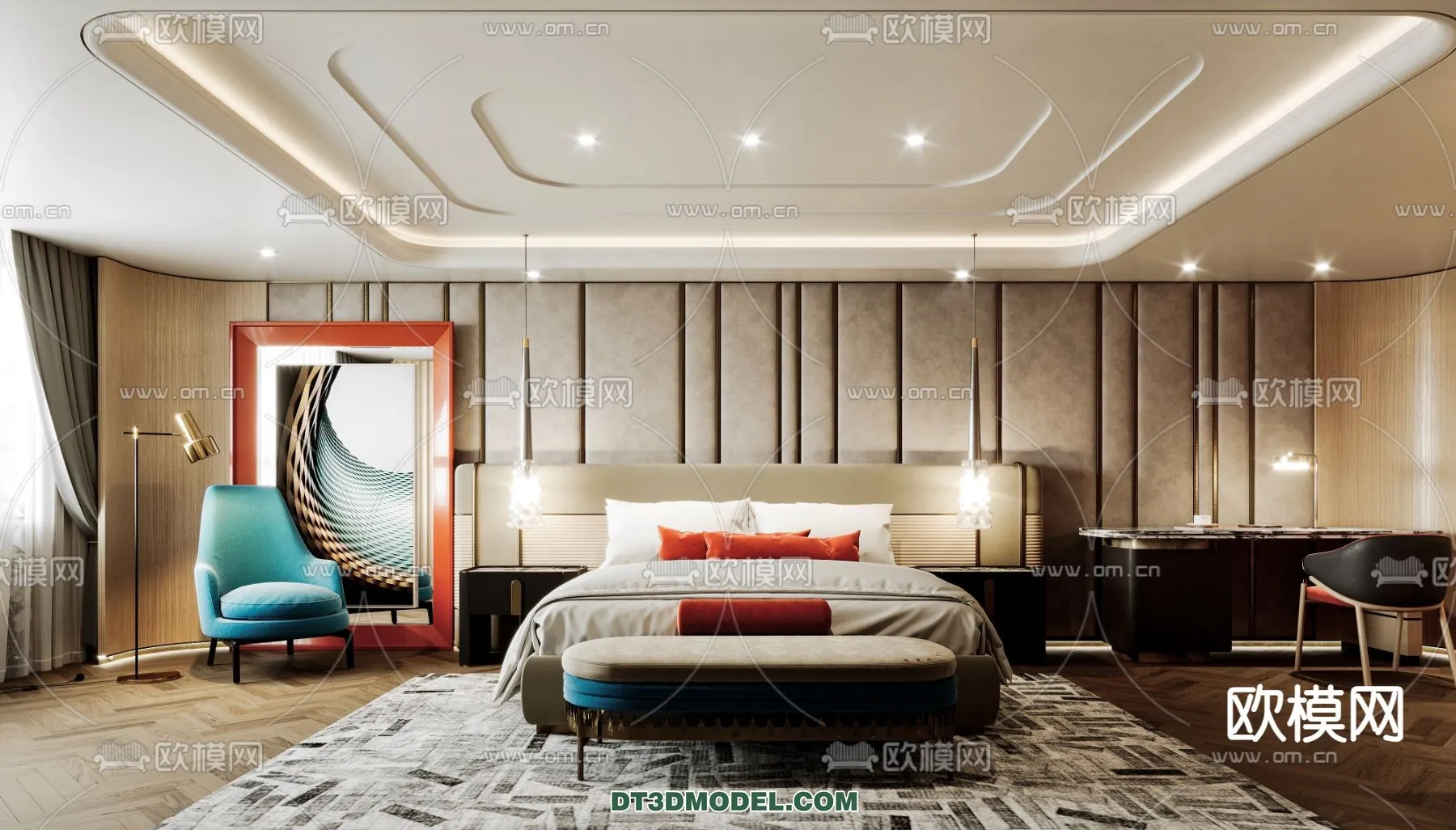 Bedroom For Hotel - 3D Scene - Interior Design - 070