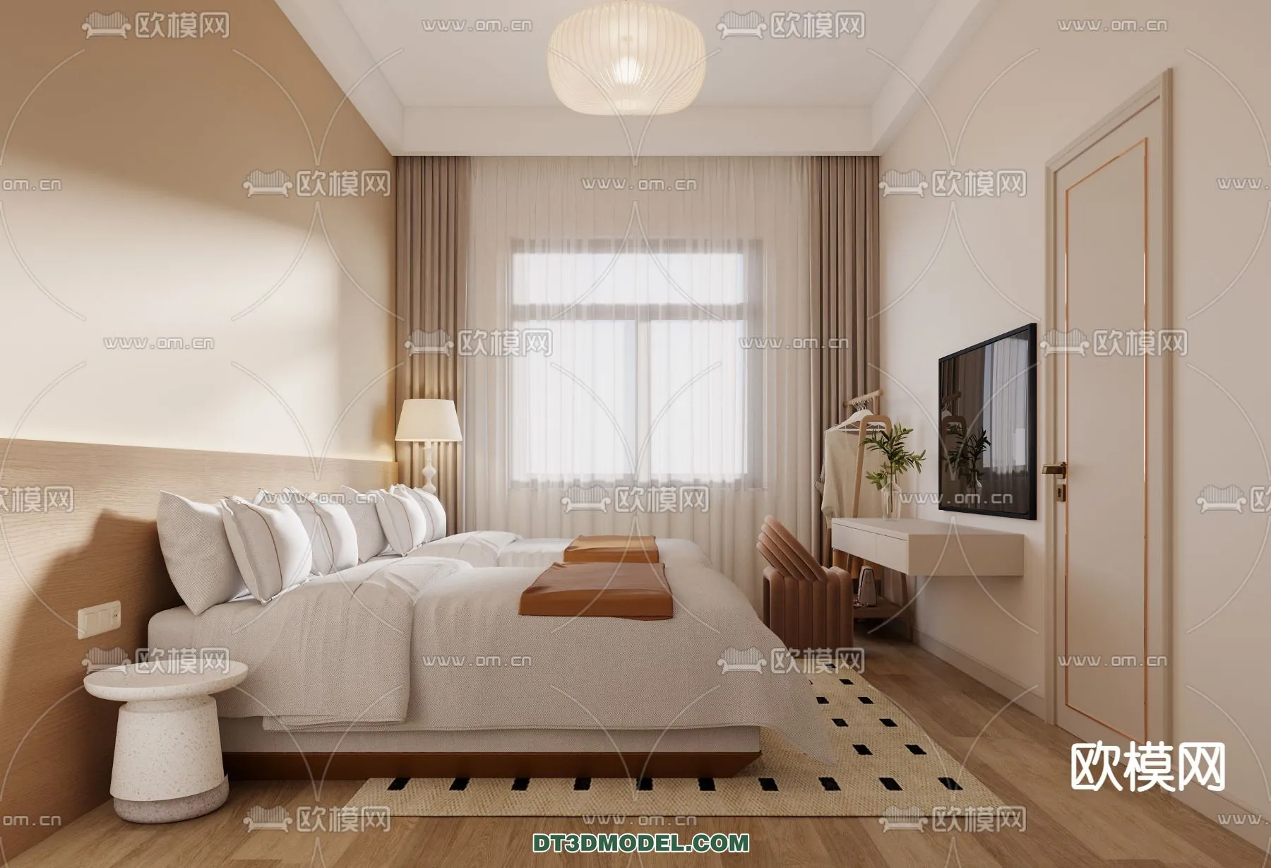 Bedroom For Hotel - 3D Scene - Interior Design - 076