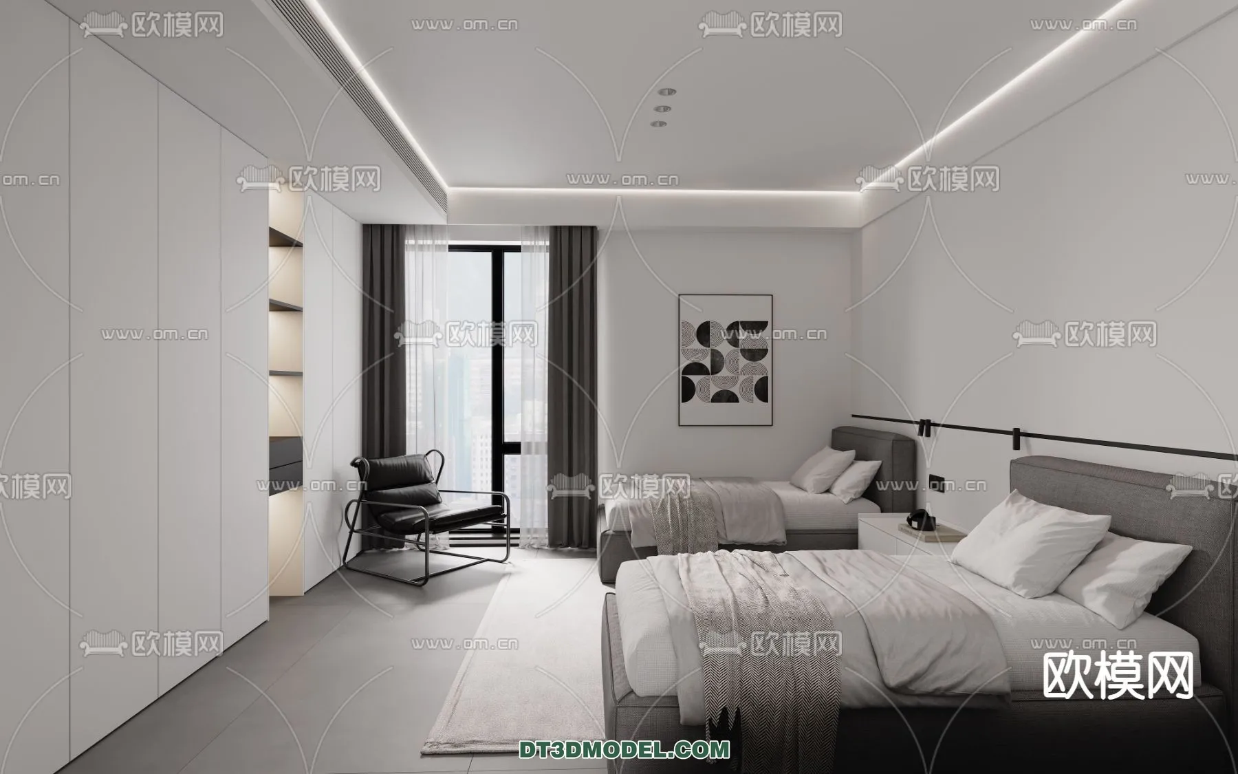 Bedroom For Hotel - 3D Scene - Interior Design - 077