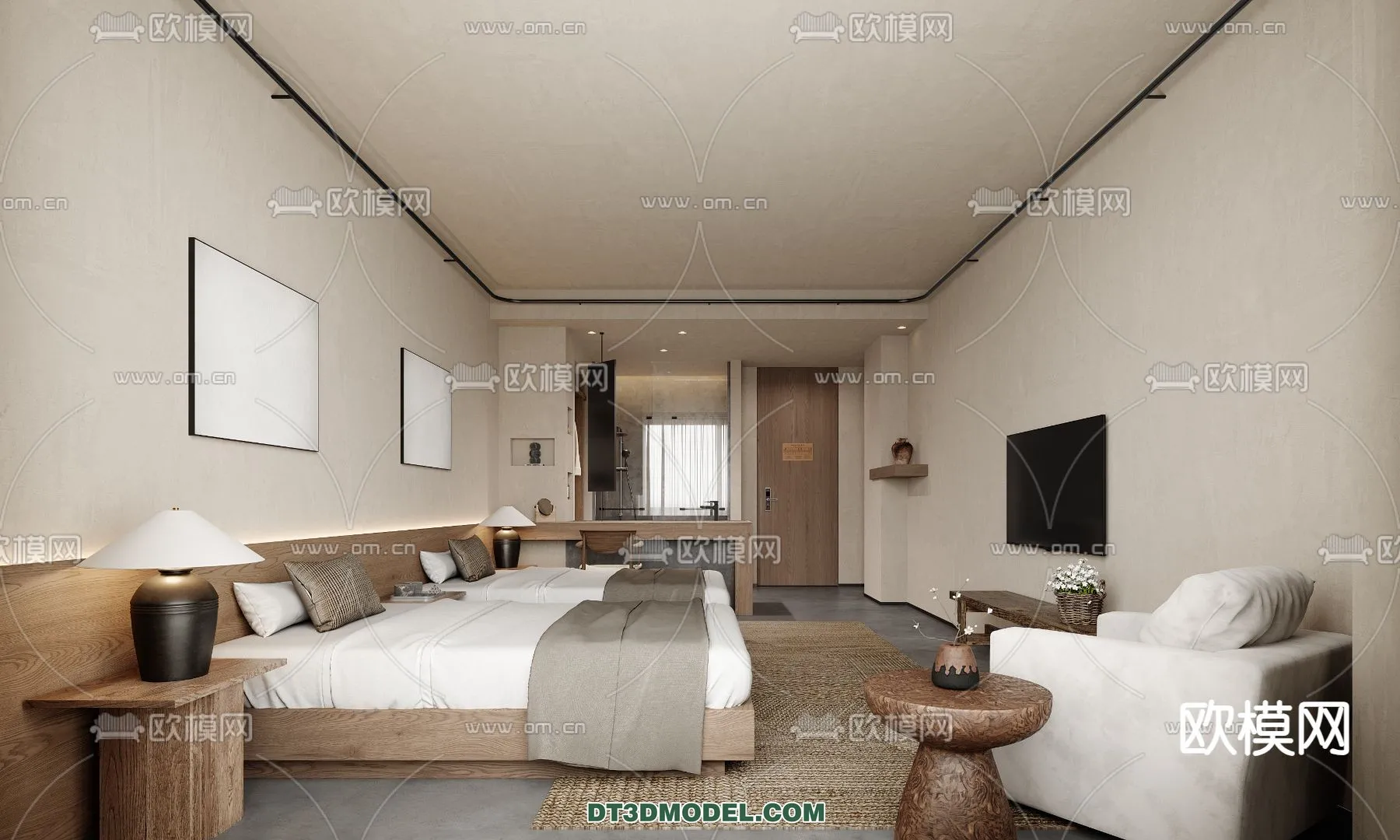 Bedroom For Hotel - 3D Scene - Interior Design - 078