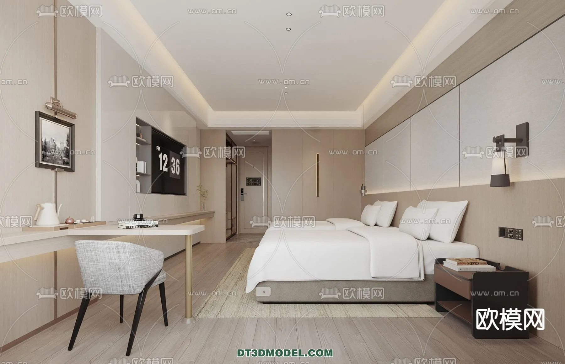 Bedroom For Hotel - 3D Scene - Interior Design - 080