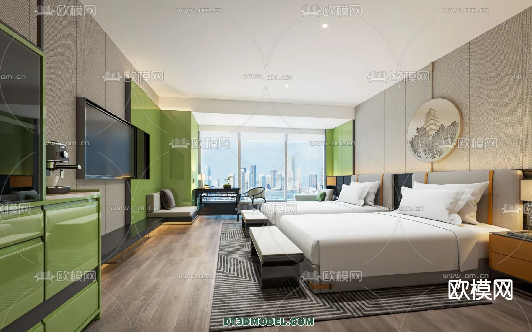 Bedroom For Hotel - 3D Scene - Interior Design - 082