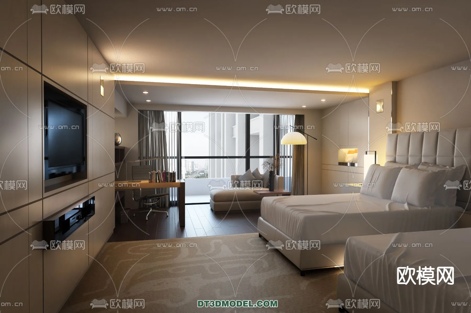 Bedroom For Hotel - 3D Scene - Interior Design - 085