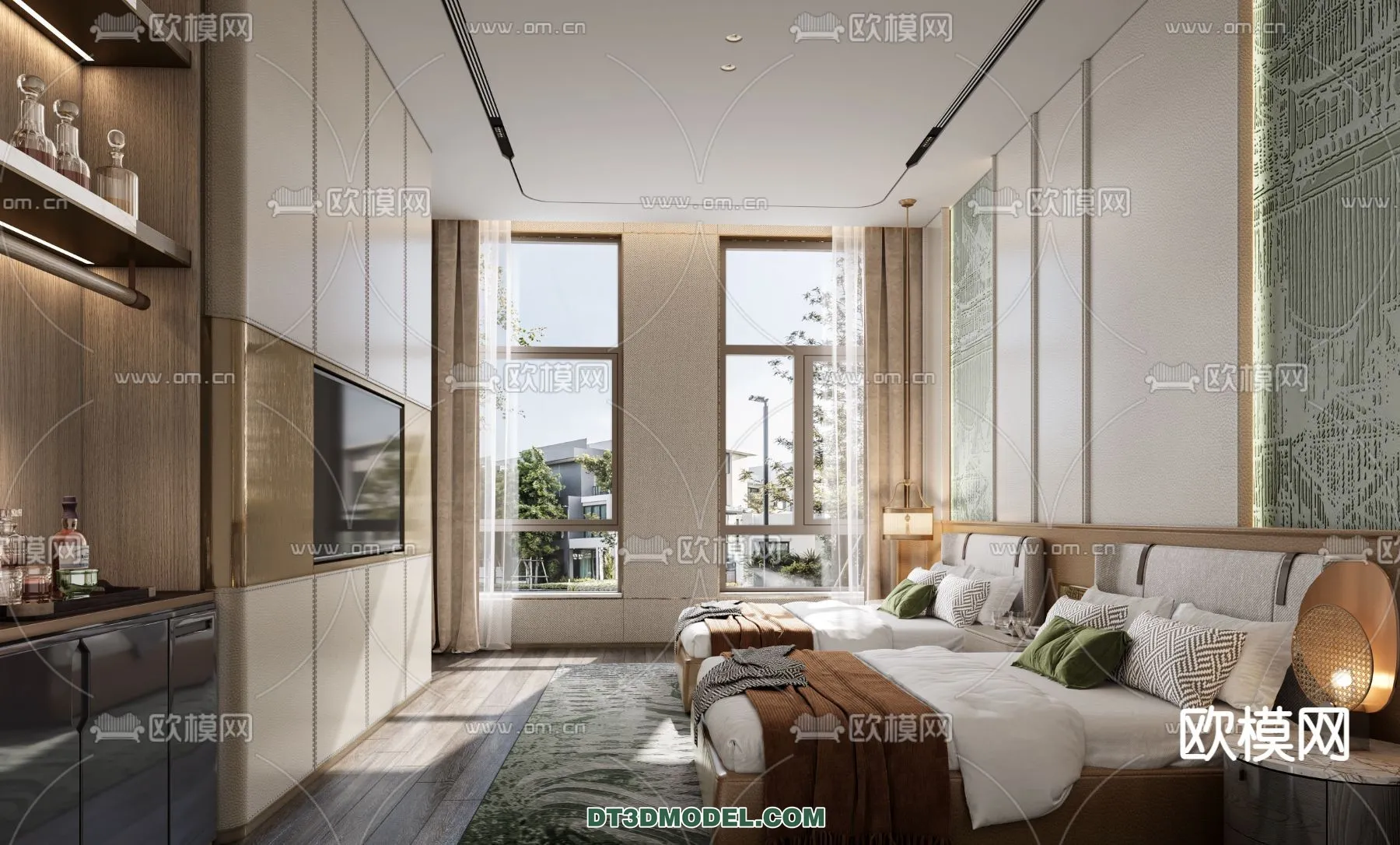 Bedroom For Hotel - 3D Scene - Interior Design - 086