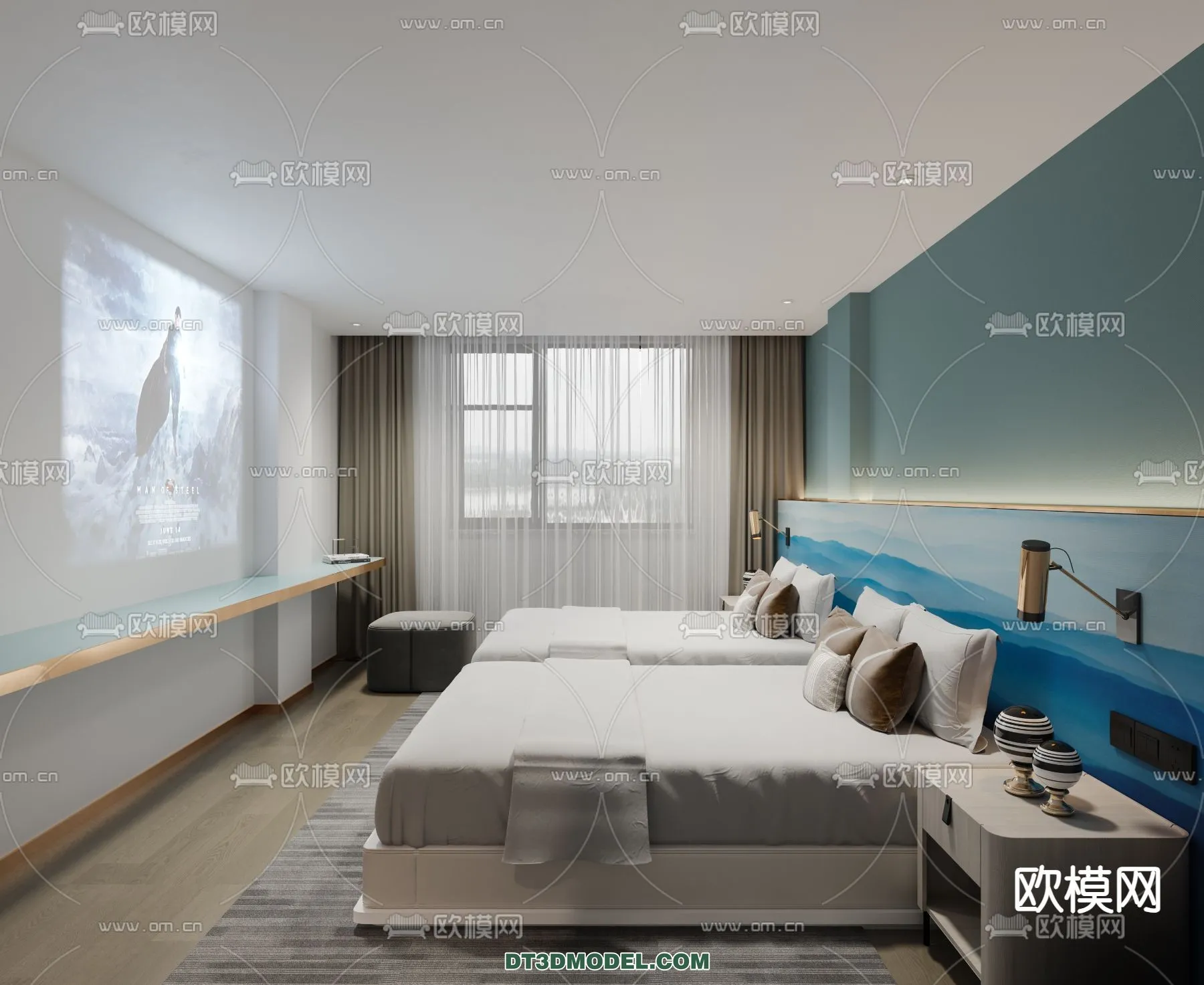 Bedroom For Hotel - 3D Scene - Interior Design - 088