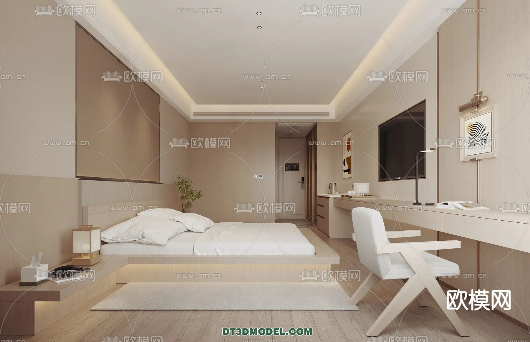 Bedroom For Hotel - 3D Scene - Interior Design - 091