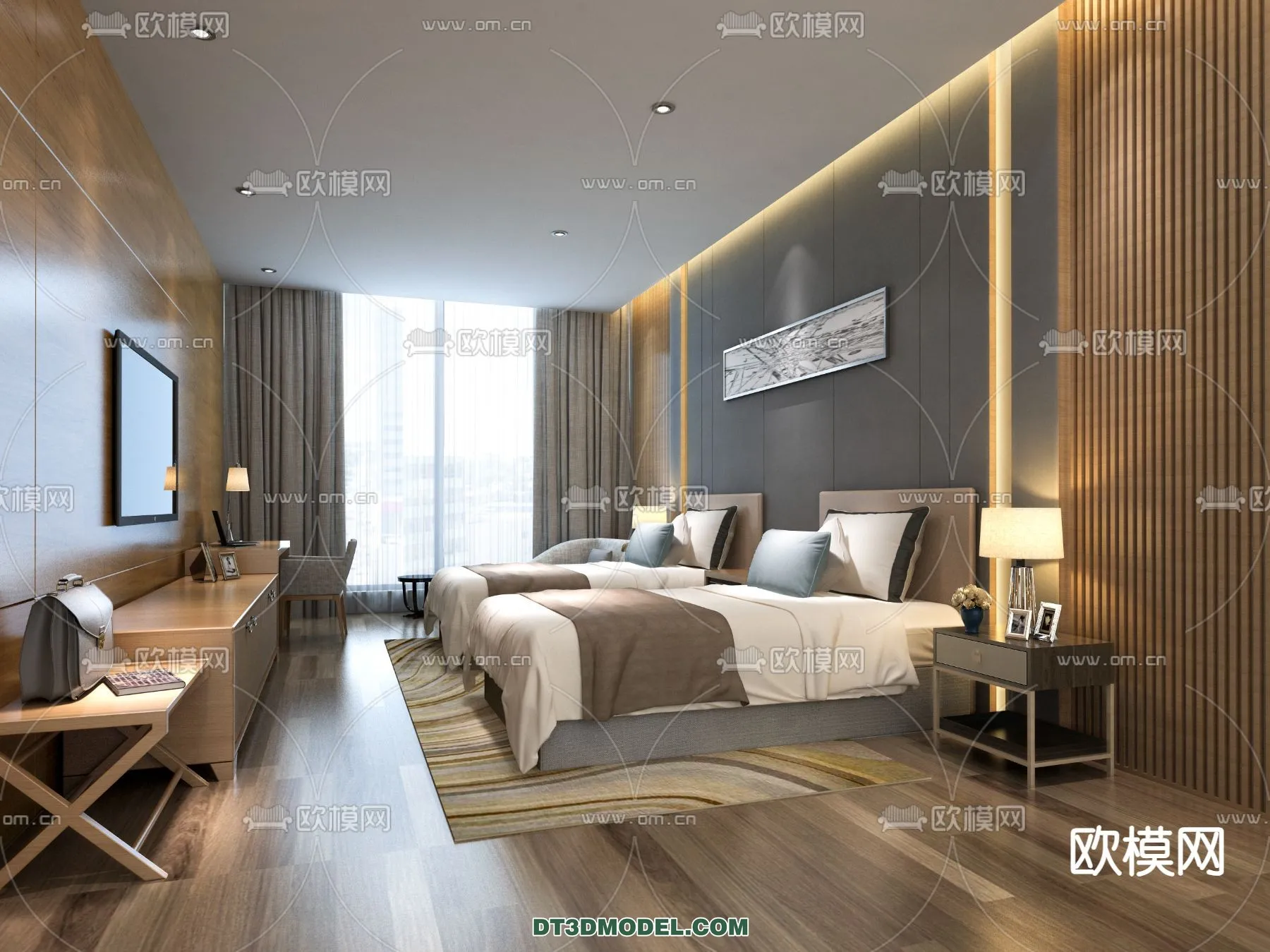 Bedroom For Hotel - 3D Scene - Interior Design - 094