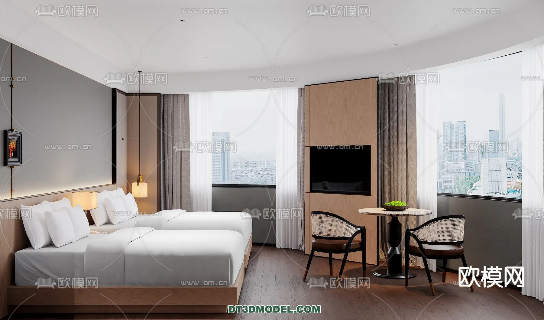 Bedroom For Hotel - 3D Scene - Interior Design - 098