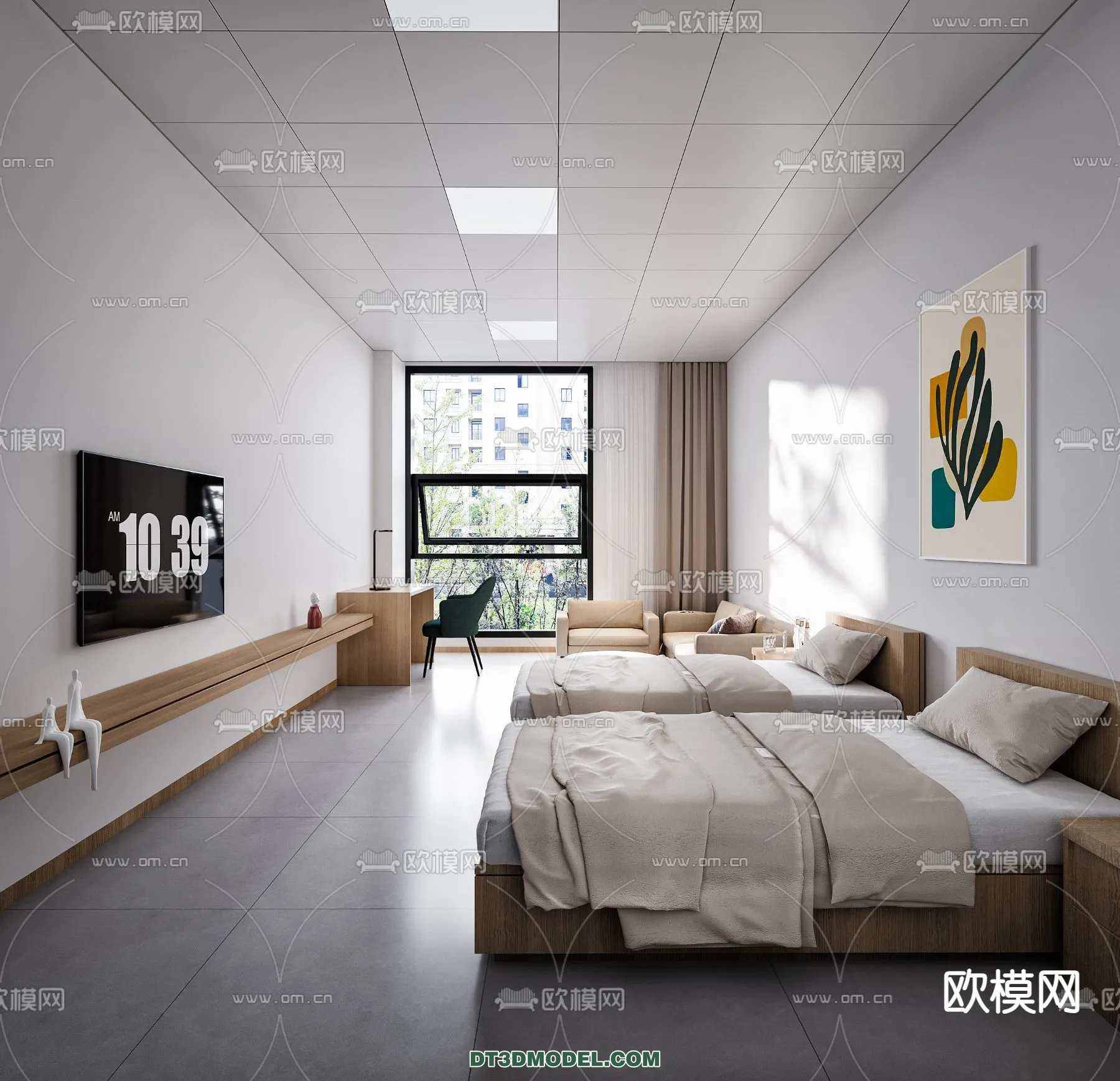 Bedroom For Hotel - 3D Scene - Interior Design - 108