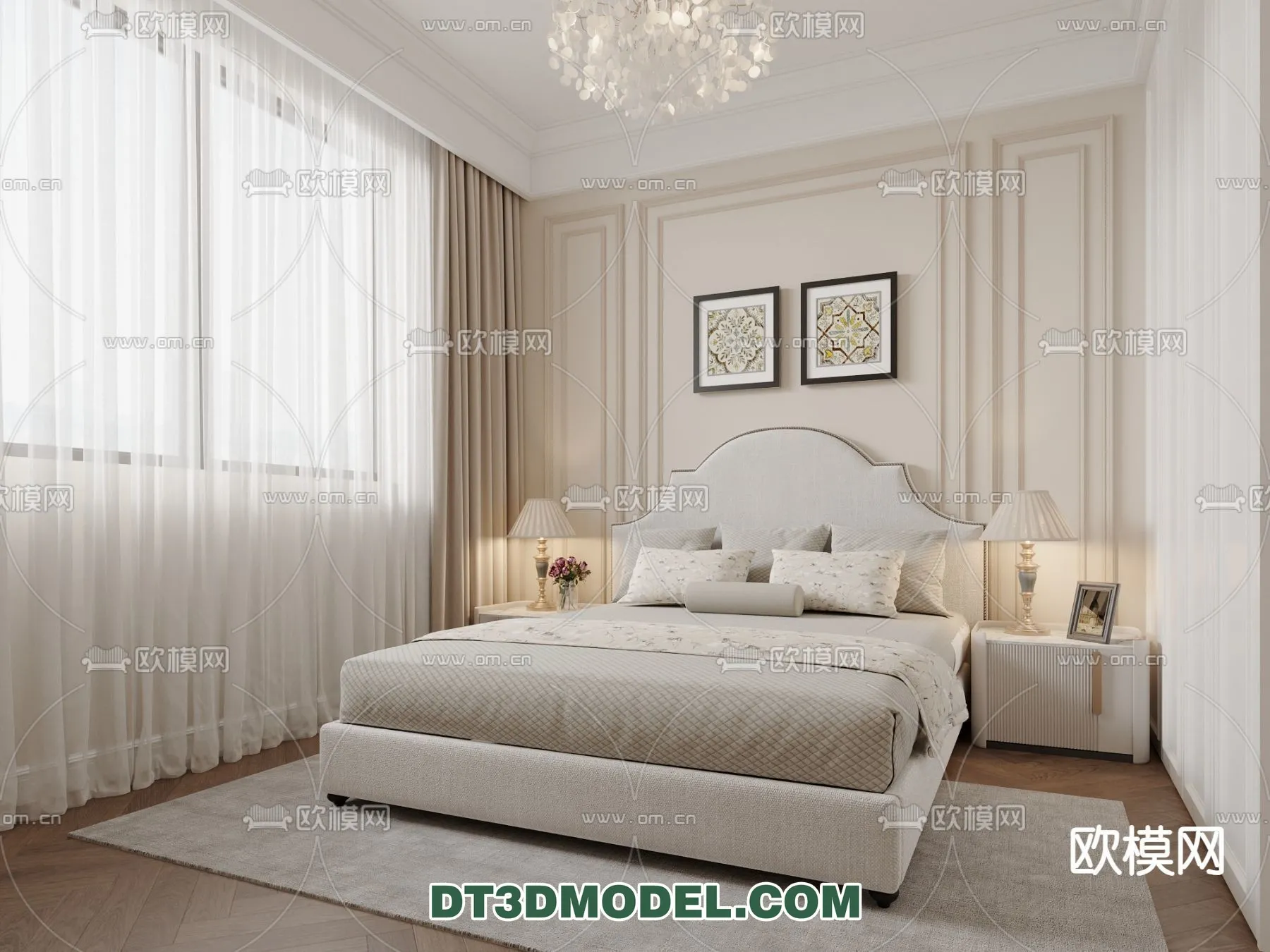 Bedroom - France Style - Interior 3D Scene - 009