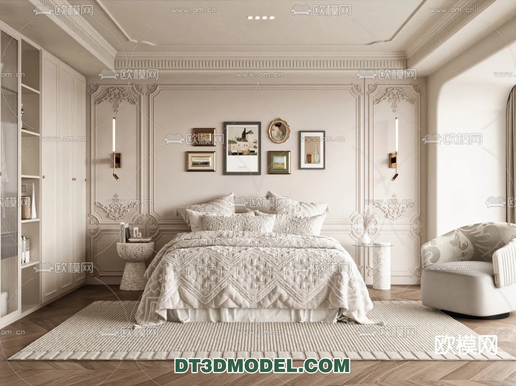 Bedroom - France Style - Interior 3D Scene - 011
