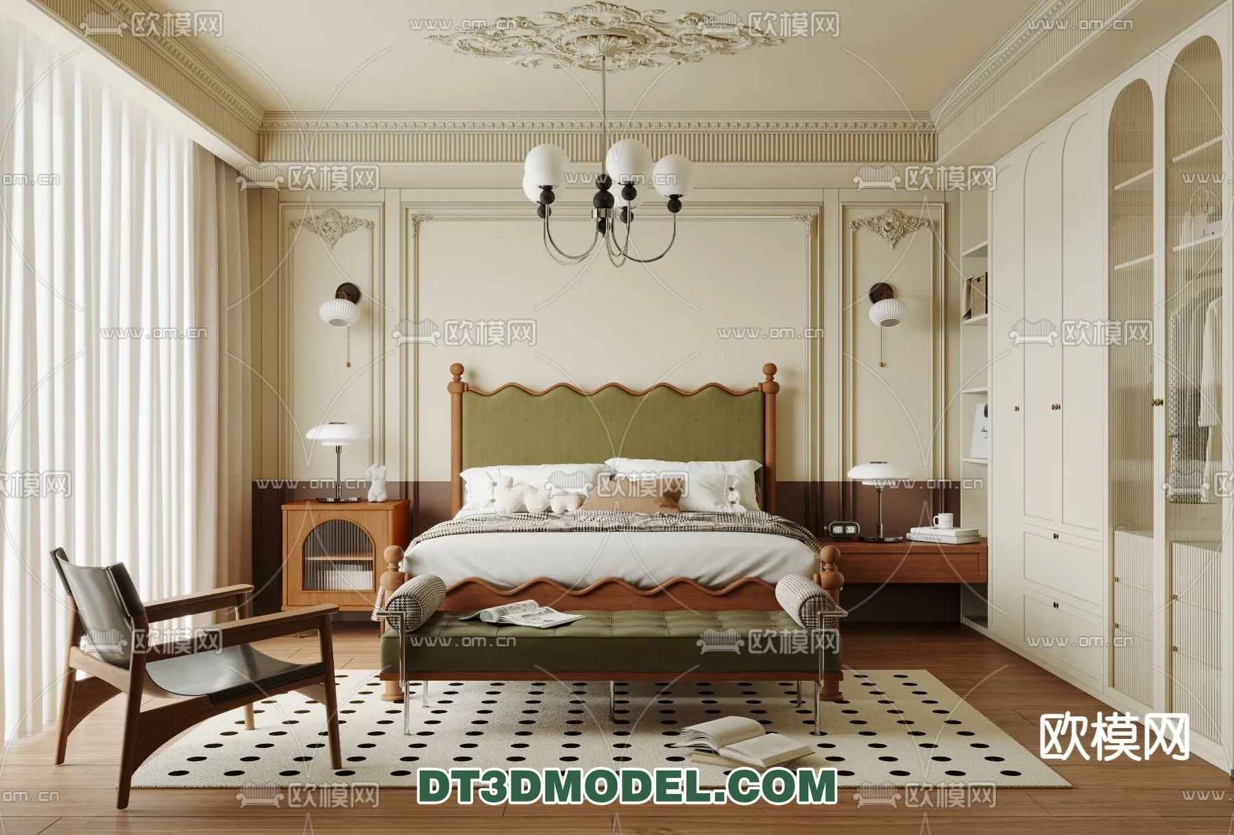 Bedroom - France Style - Interior 3D Scene - 013