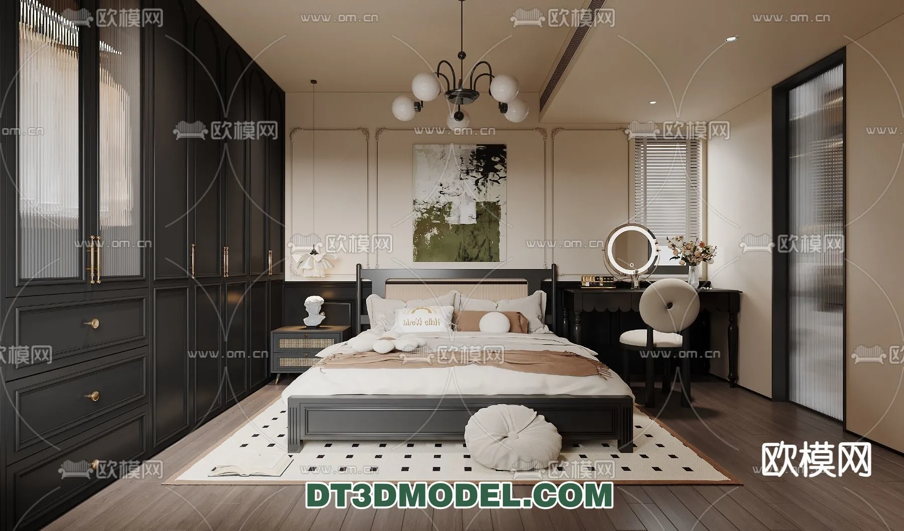 Bedroom - France Style - Interior 3D Scene - 014