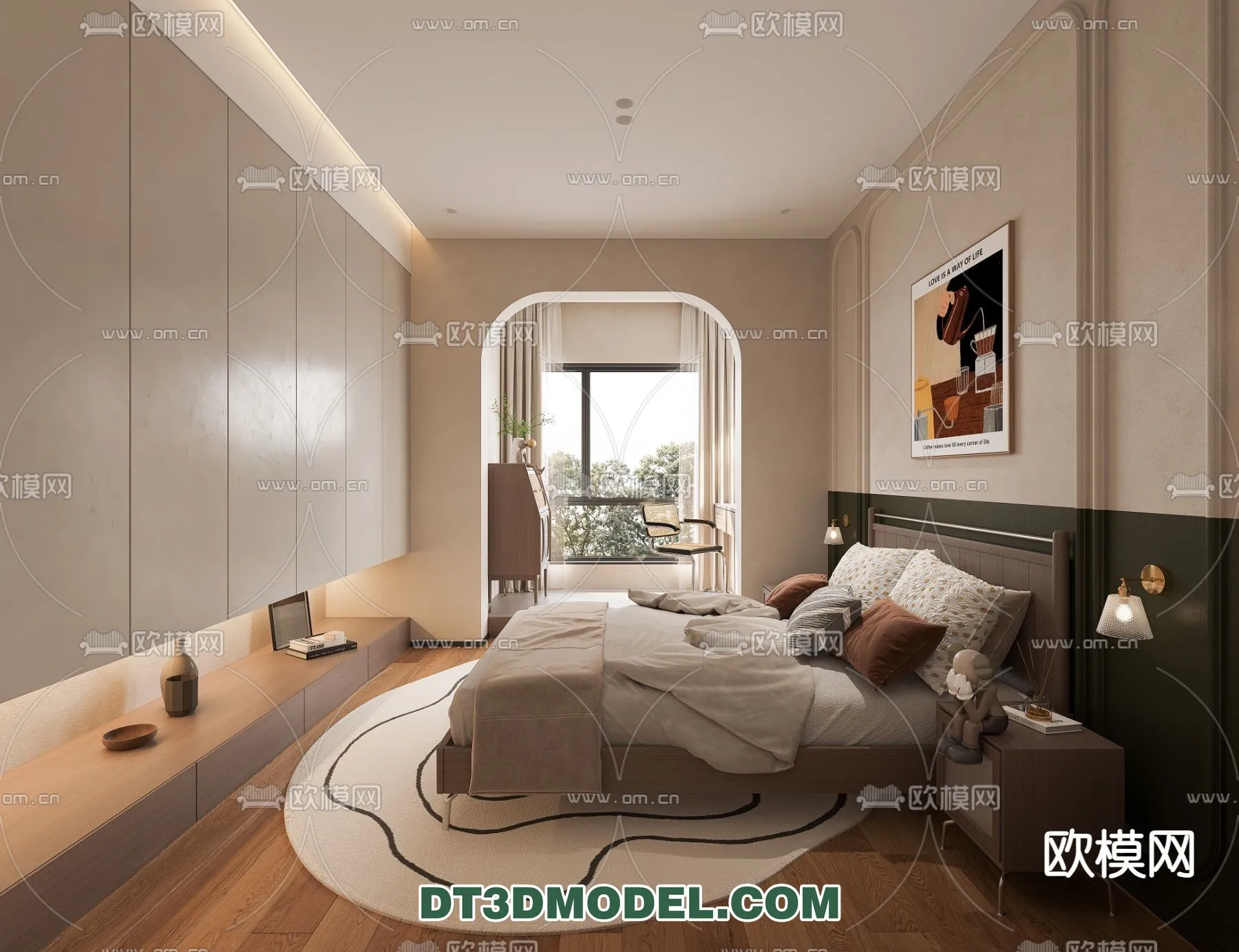 Bedroom - France Style - Interior 3D Scene - 016