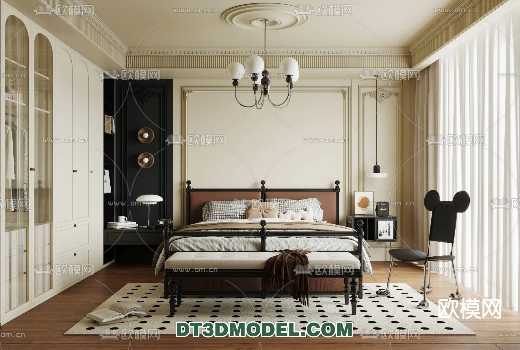 Bedroom - France Style - Interior 3D Scene - 021