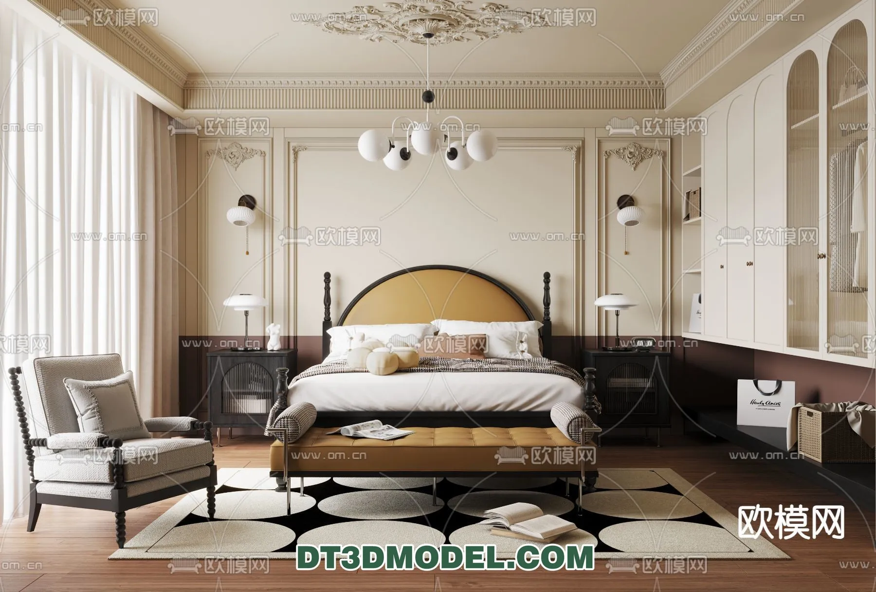 Bedroom - France Style - Interior 3D Scene - 036