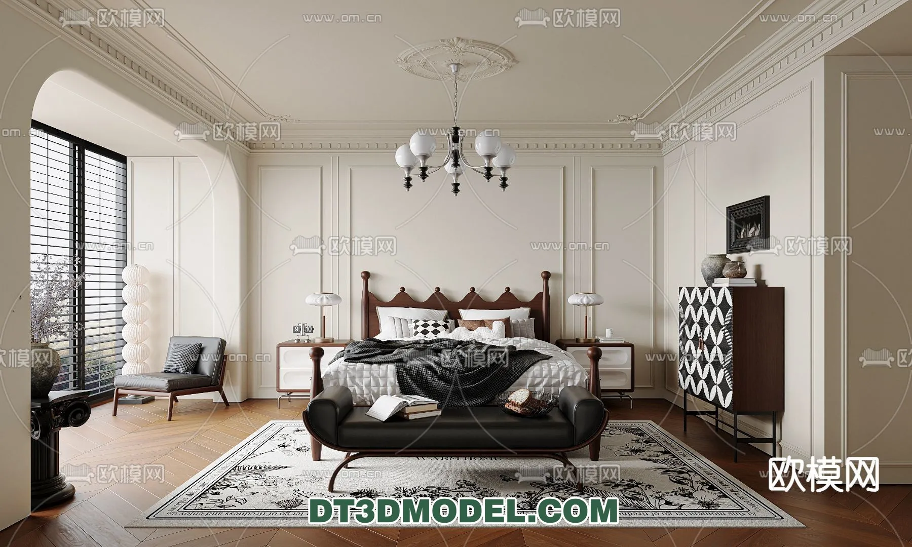Bedroom - France Style - Interior 3D Scene - 042