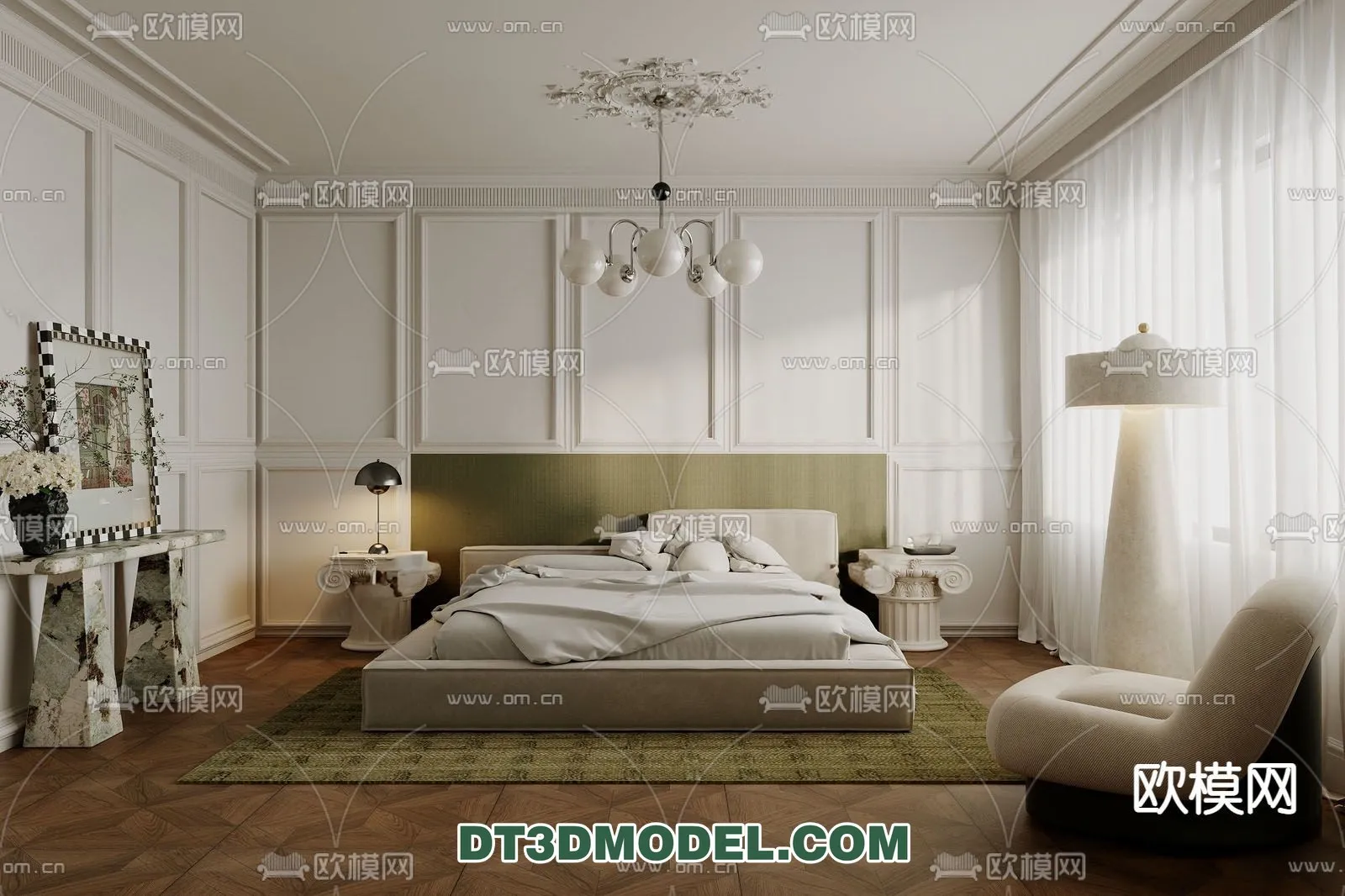 Bedroom - France Style - Interior 3D Scene - 045