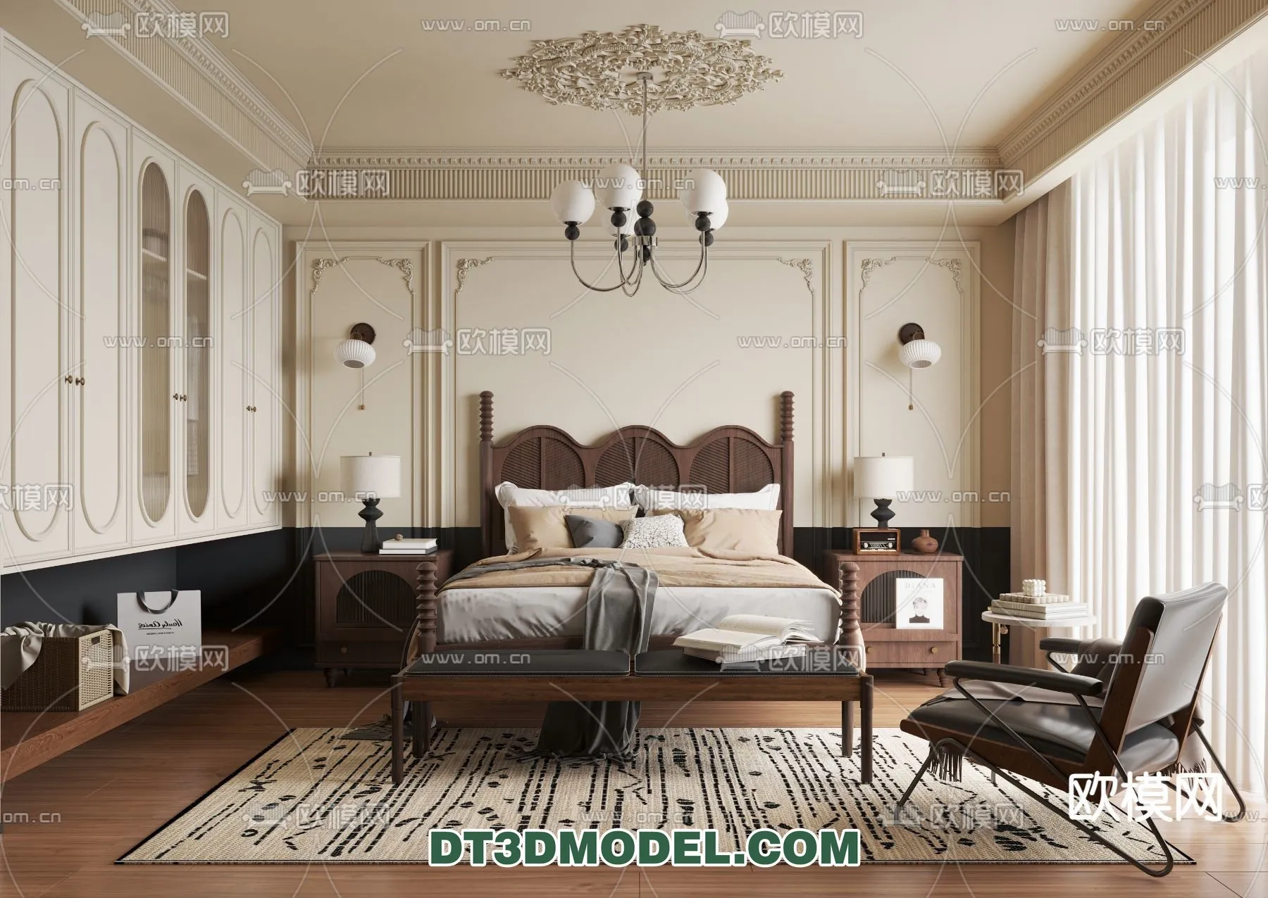 Bedroom - France Style - Interior 3D Scene - 053