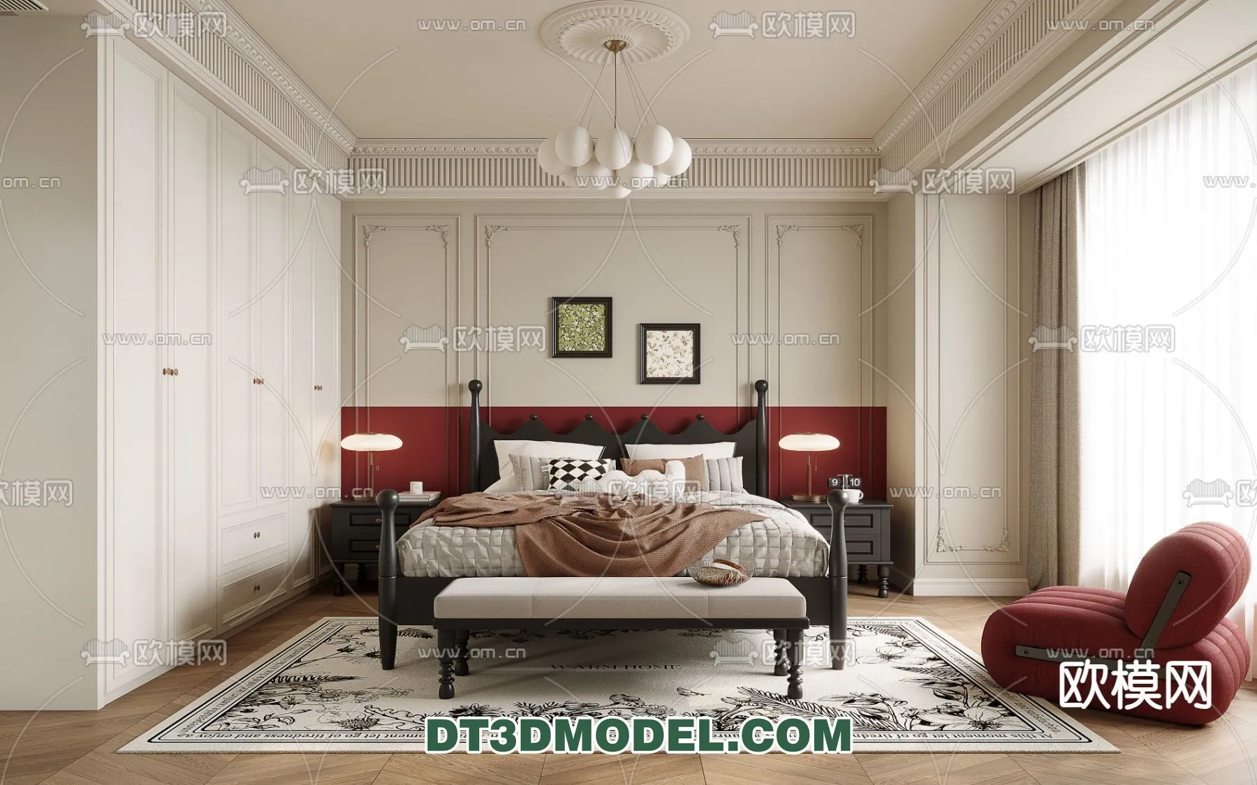 Bedroom - France Style - Interior 3D Scene - 054