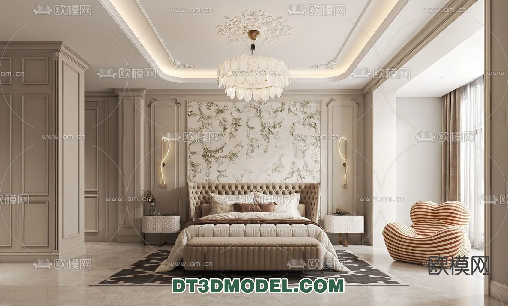Bedroom - France Style - Interior 3D Scene - 061